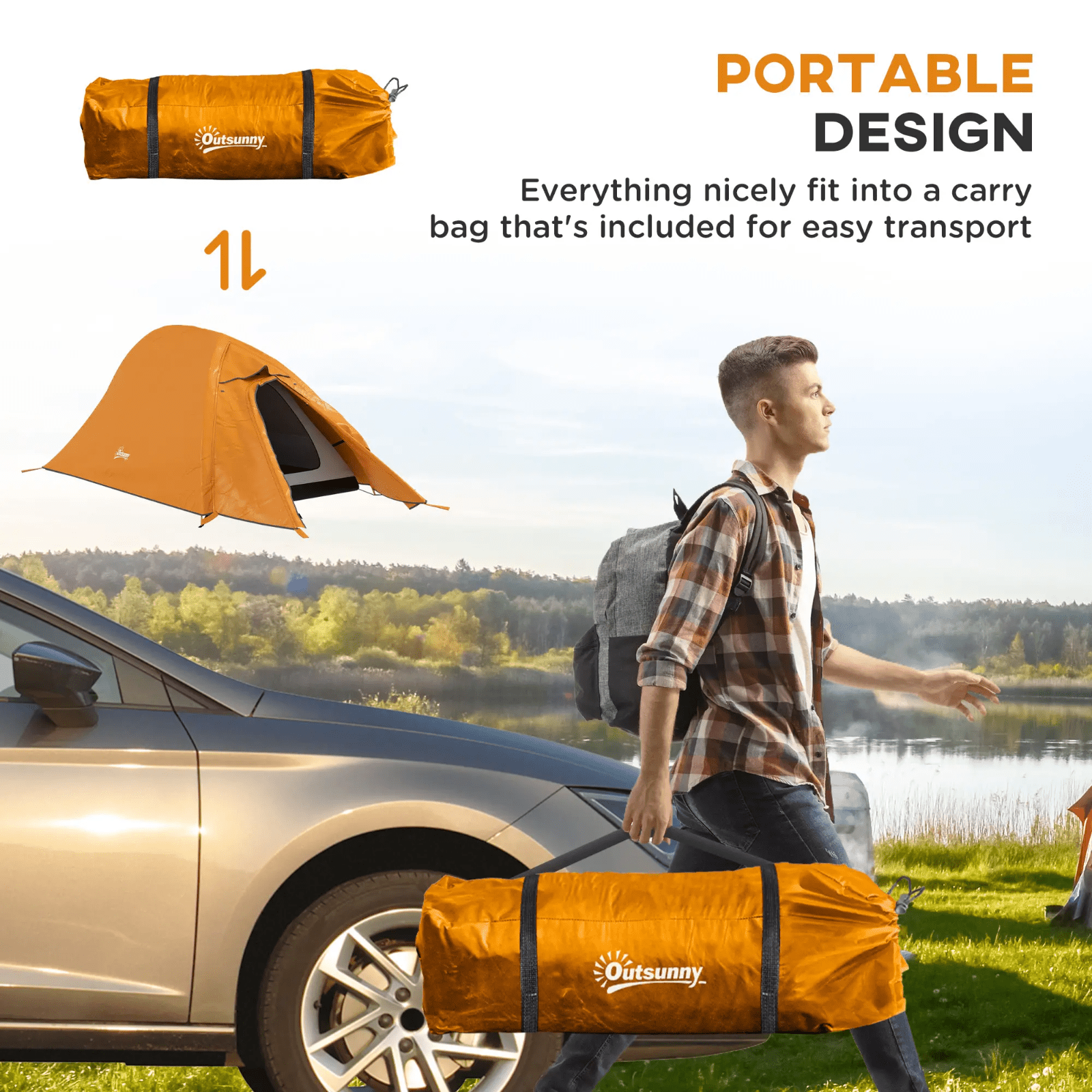 1 2 Man Camping Tent 2000mm Waterproof Double Skin Lightweight Air Vents FOXDEN - Home and Garden Furniture Shop - rustic - furniture