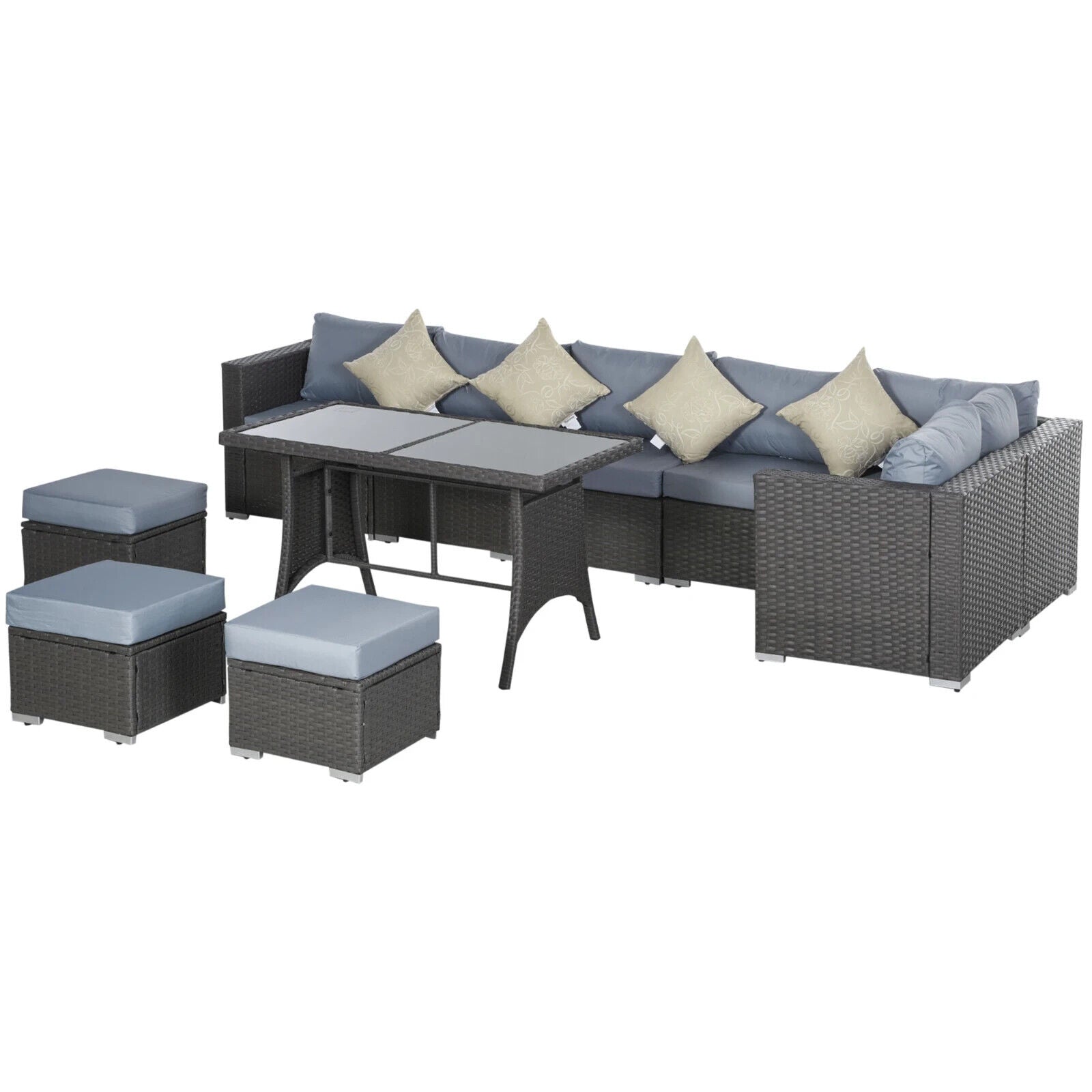 10 Piece Rattan Sofa Set Outdoor Patio Lounge Cushioned Garden Wicker Furniture - Home and Garden Furniture Shop - #rustic - furniture#