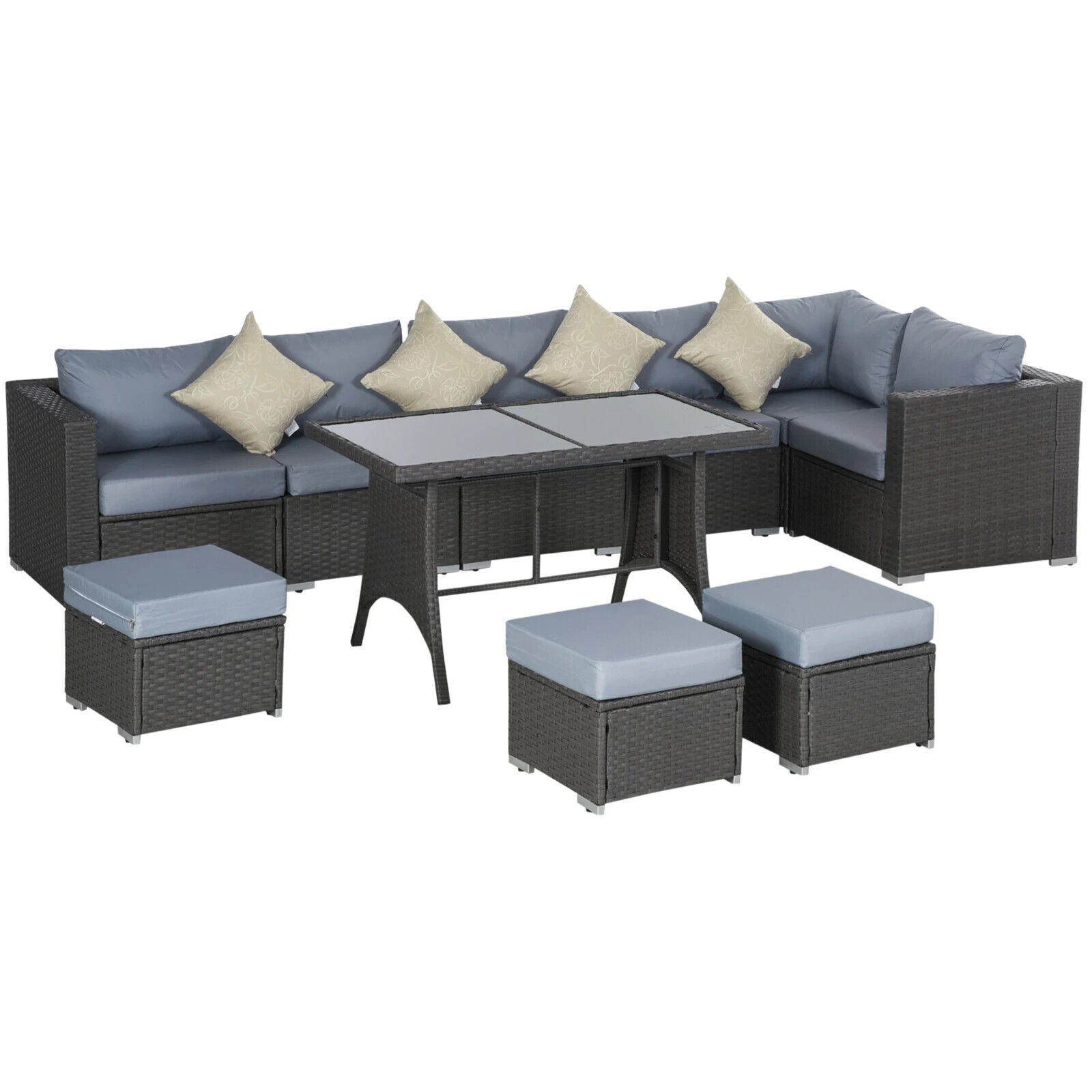 10 Piece Rattan Sofa Set Outdoor Patio Lounge Cushioned Garden Wicker Furniture - Home and Garden Furniture Shop - #rustic - furniture#