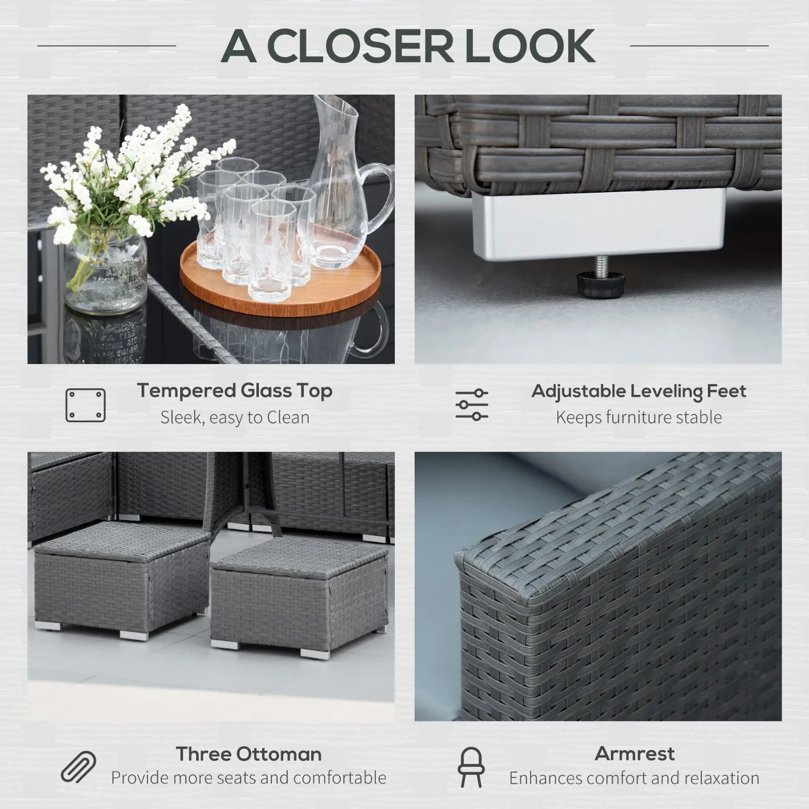 10 Piece Rattan Sofa Set Outdoor Patio Lounge Cushioned Garden Wicker Furniture - Home and Garden Furniture Shop - rustic - furniture