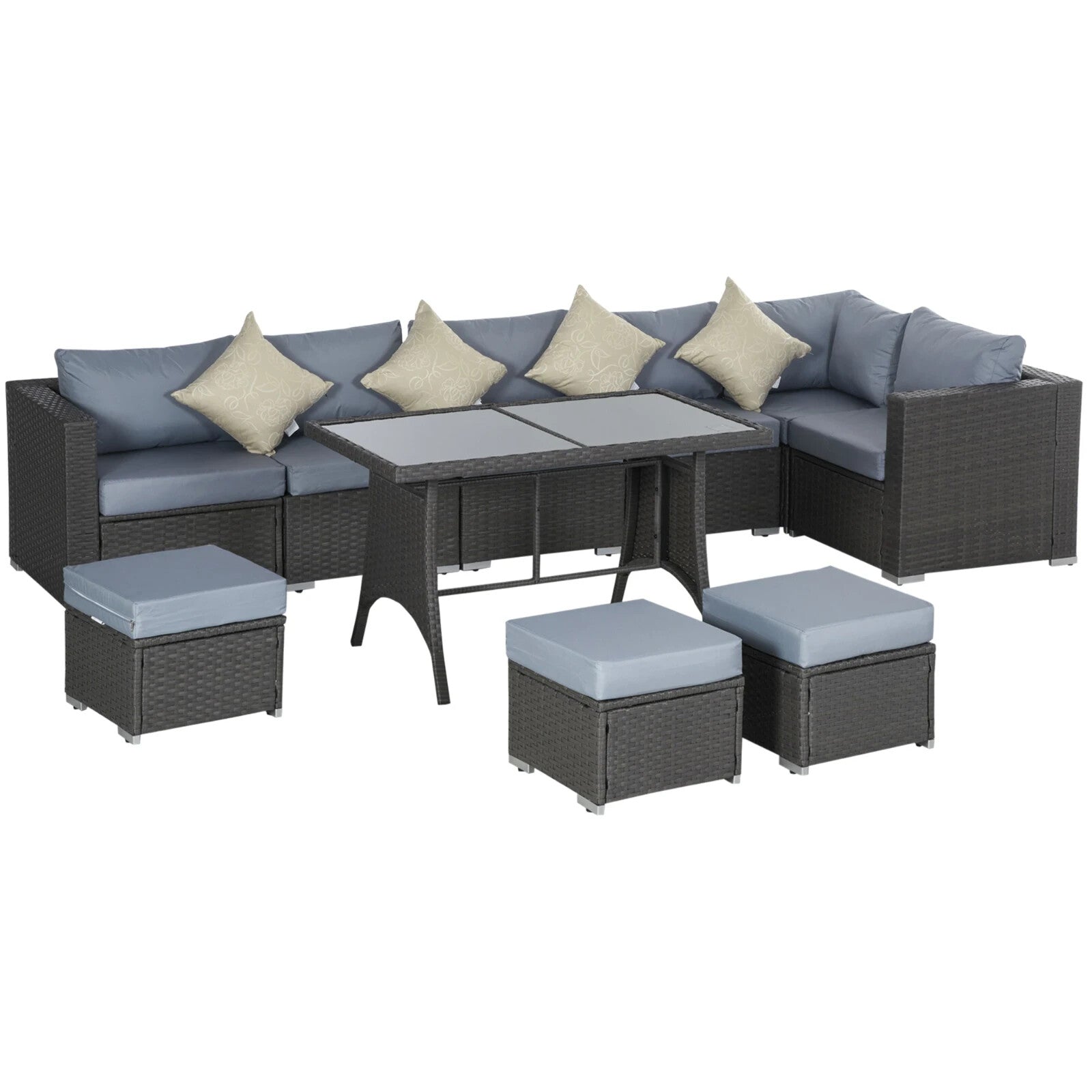 10 Piece Rattan Sofa Set Outdoor Patio Lounge Cushioned Garden Wicker Furniture - Home and Garden Furniture Shop - rustic - furniture