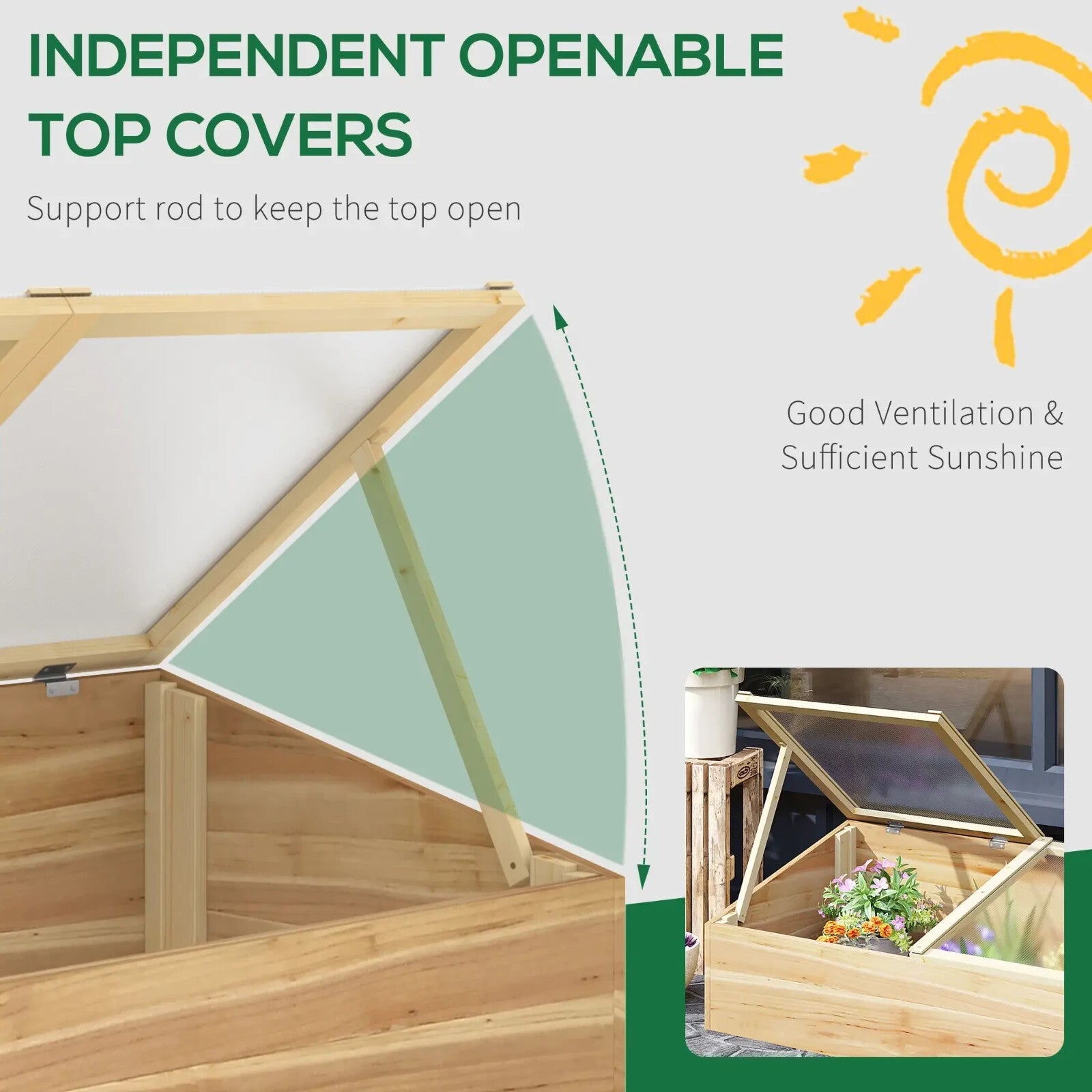 100x50x36cm Wooden Cold Frame Greenhouse with Polycarbonate Panels and Roof - Home and Garden Furniture Shop - rustic - furniture