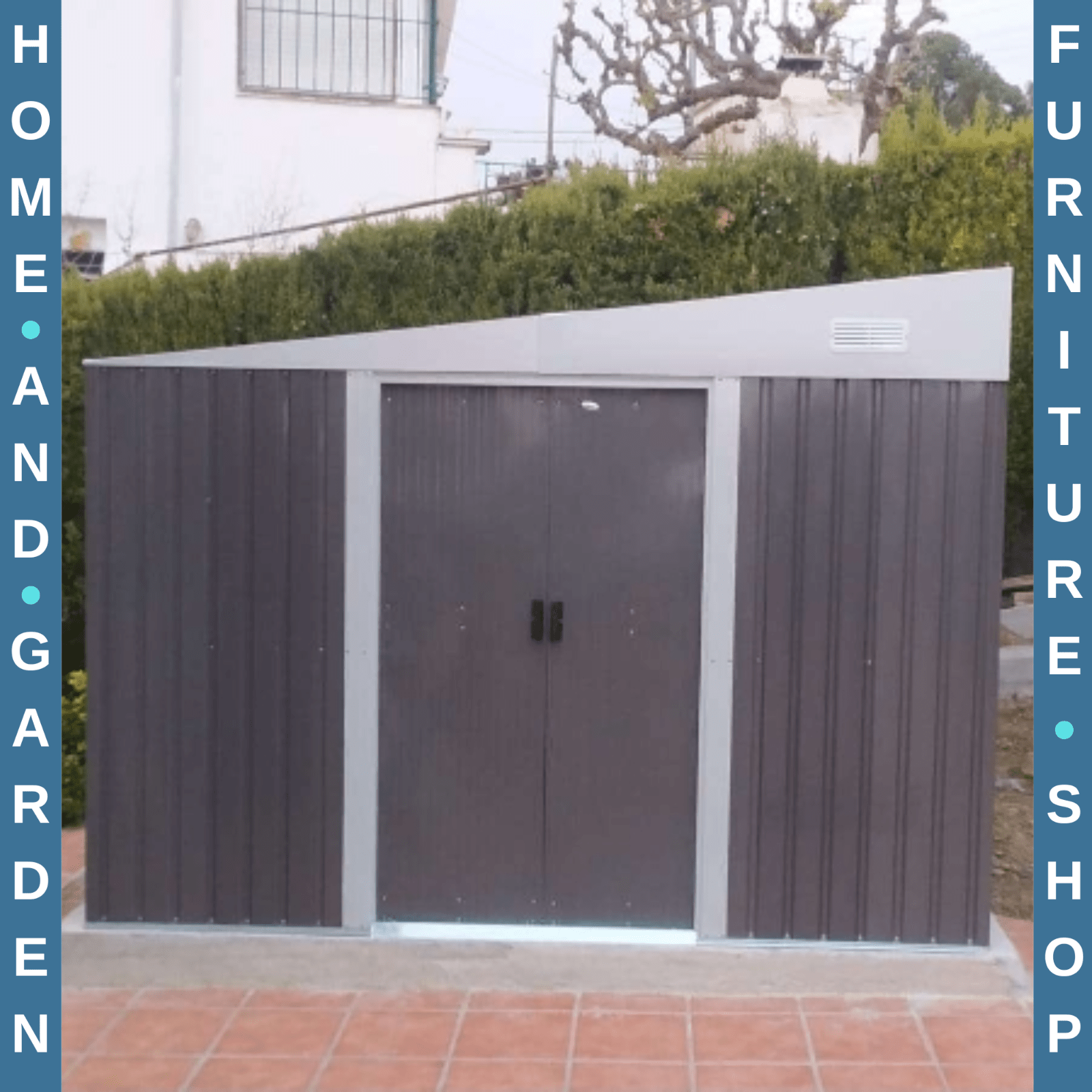 11 x 9ft Metal Garden Shed Large Outdoor Tool Storage House Lockable Double Door - Home and Garden Furniture Shop - rustic - furniture