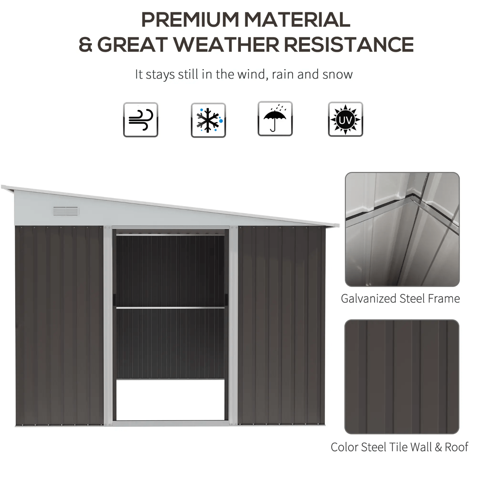 11 x 9ft Metal Garden Shed Large Outdoor Tool Storage House Lockable Double Door - Home and Garden Furniture Shop - rustic - furniture