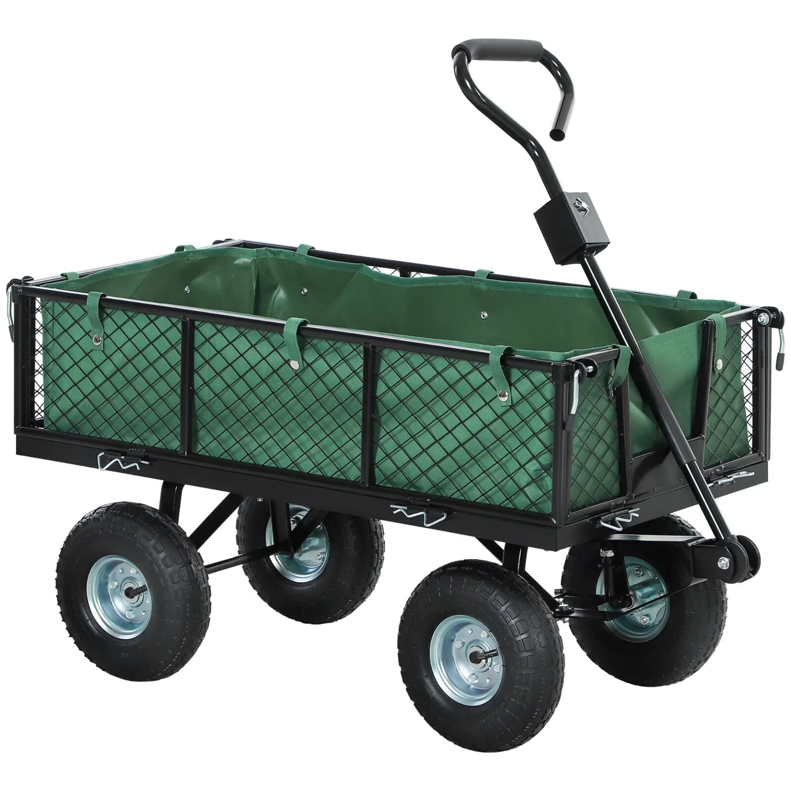 114L Steel Frame Garden Cart Trolley Heavy Duty Outdoor Utility Wagon for Tools - Home and Garden Furniture Shop - rustic - furniture
