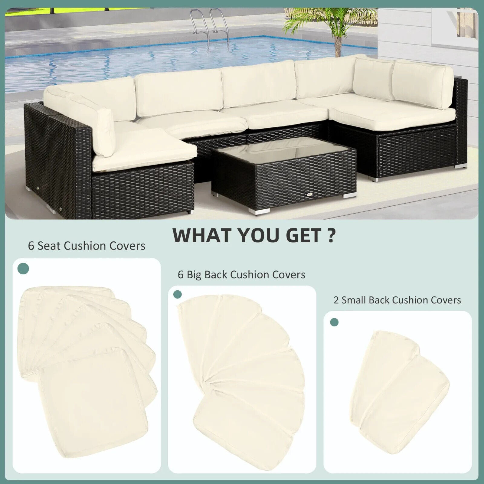 12 Pcs Cushion Replacement Set for Outdoor Garden Rattan Sofa Furniture Seating - Home and Garden Furniture Shop - #rustic - furniture#