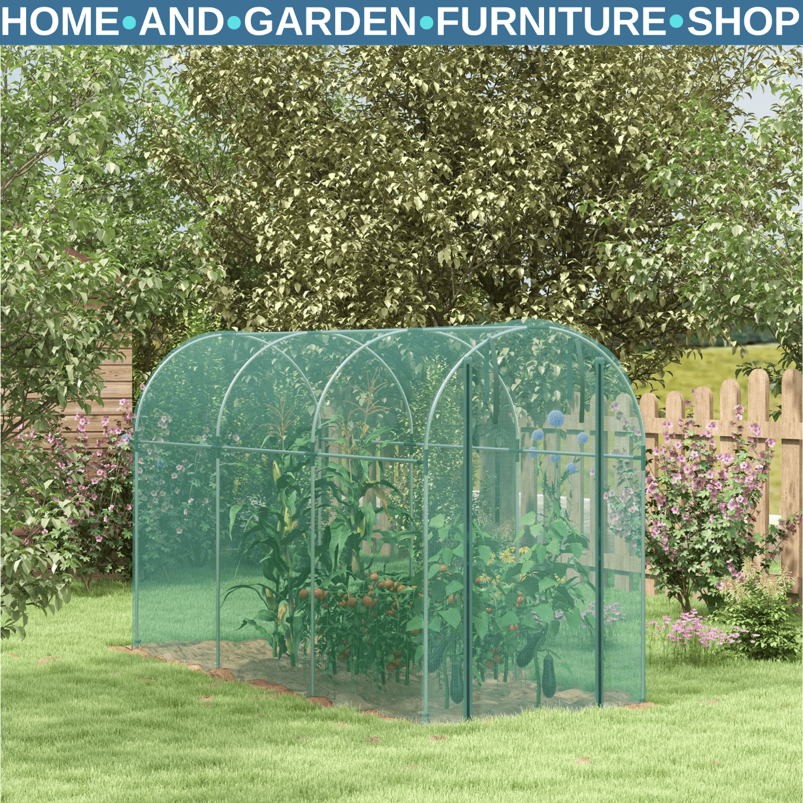 1.2 x 3.6 x 1.9 m Galvanised Steel Fruit Cage Protection Tent with Zipped Door - Home and Garden Furniture Shop - rustic - furniture