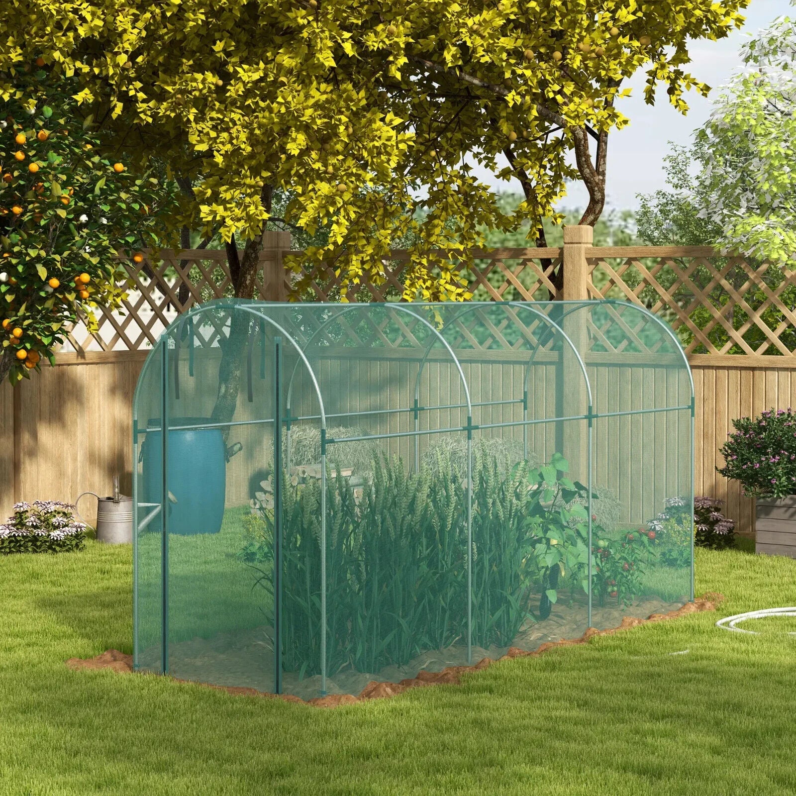 1.2 x 3.6 x 1.9 m Galvanised Steel Fruit Cage Protection Tent with Zipped Door - Home and Garden Furniture Shop - #rustic - furniture#