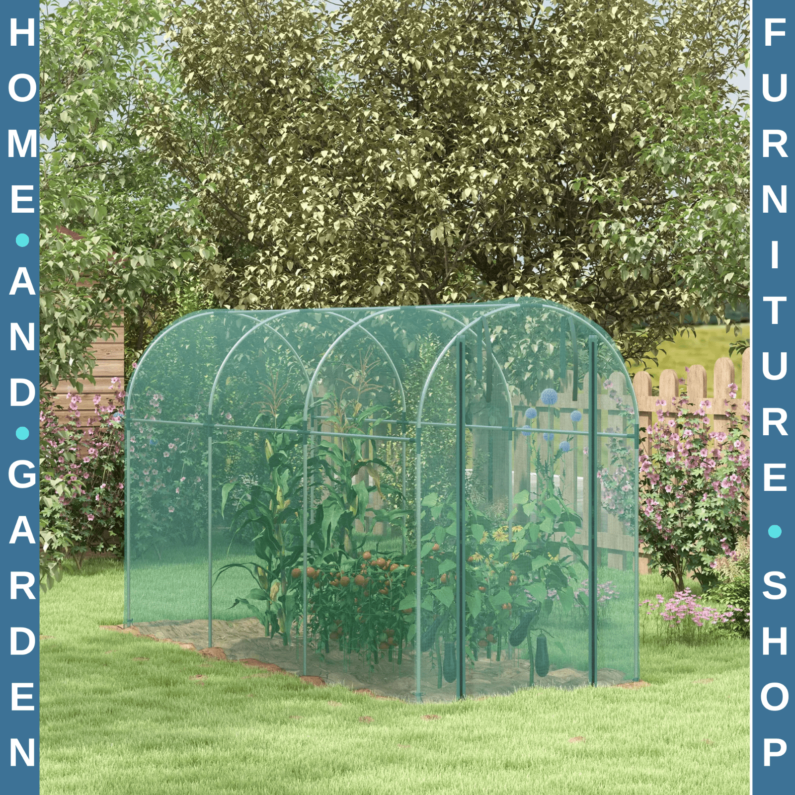 1.2 x 3.6 x 1.9 m Galvanised Steel Fruit Cage Protection Tent with Zipped Door - Home and Garden Furniture Shop - rustic - furniture