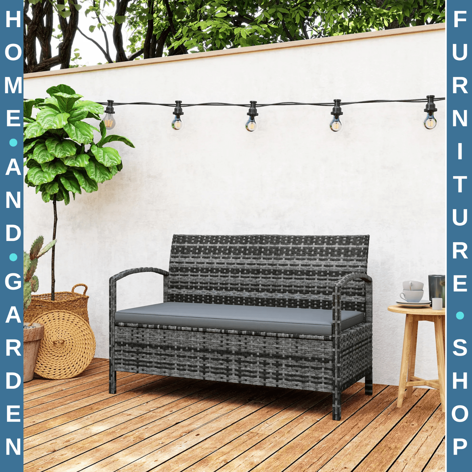 125L Outdoor Storage Garden Bench with Cushion Seat Patio Seating Box for Tools - Home and Garden Furniture Shop - #rustic - furniture#