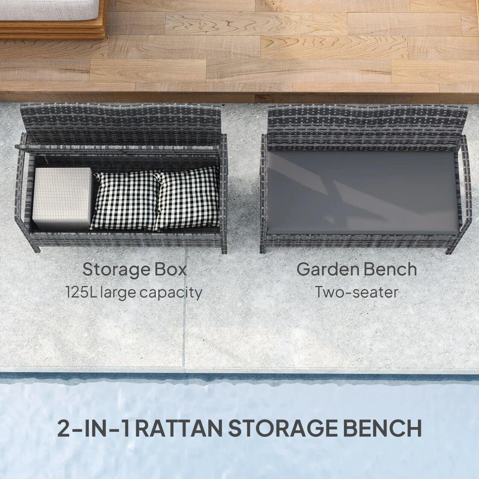 125L Outdoor Storage Garden Bench with Cushion Seat Patio Seating Box for Tools - Home and Garden Furniture Shop - #rustic - furniture#