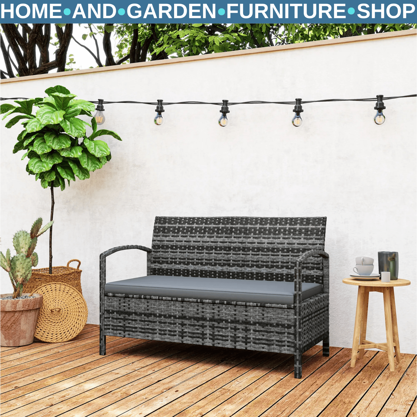 125L Outdoor Storage Garden Bench with Cushion Seat Patio Seating Box for Tools - Home and Garden Furniture Shop - #rustic - furniture#