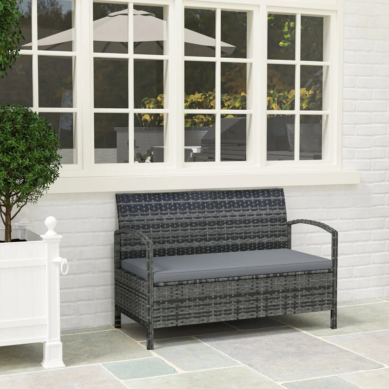 125L Outdoor Storage Garden Bench with Cushion Seat Patio Seating Box for Tools - Home and Garden Furniture Shop - #rustic - furniture#