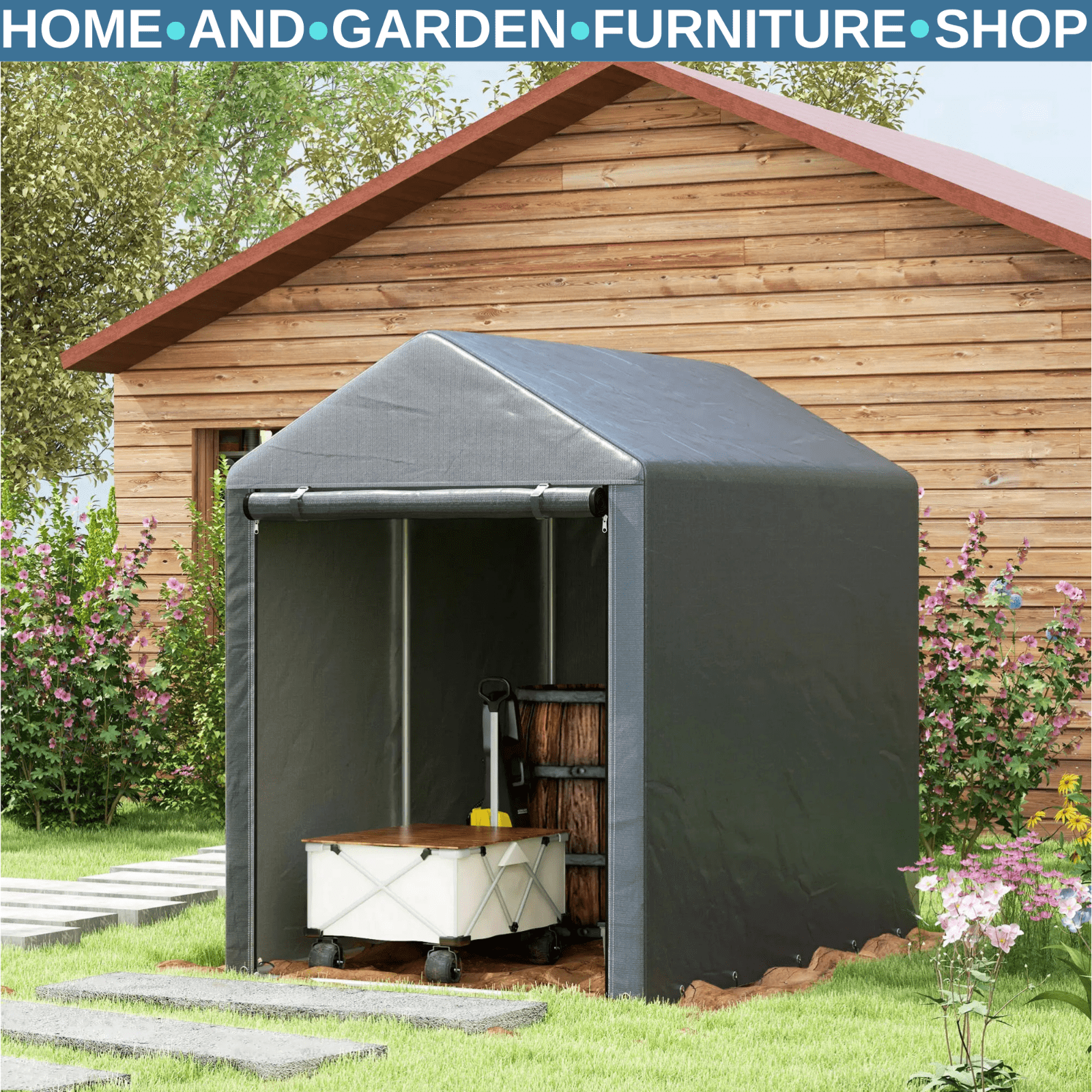 1.2x1.8m Portable Garden Storage Shed Tent for Bike Tools Motorcycle Waterproof - Home and Garden Furniture Shop - rustic - furniture