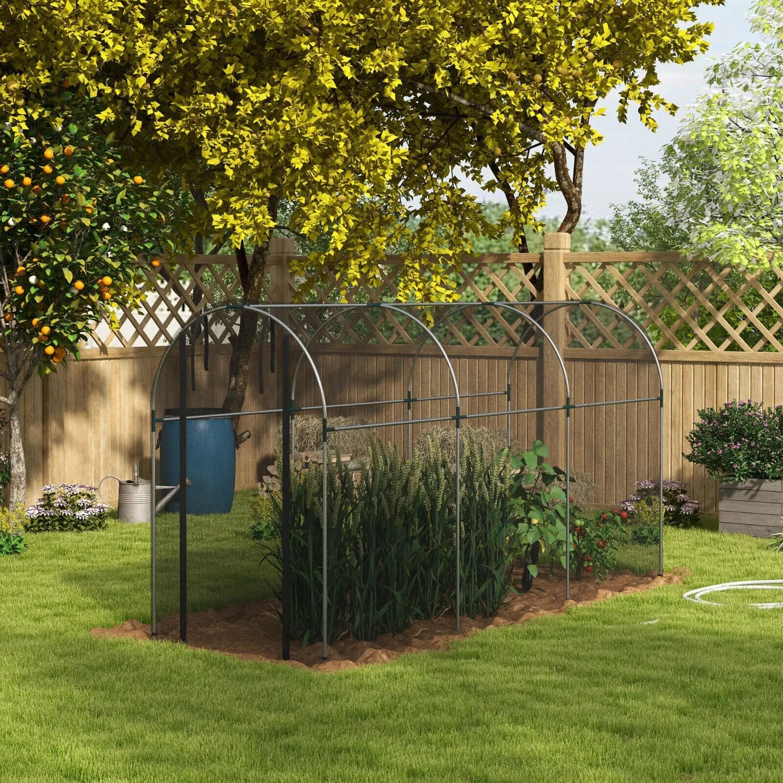 1.2x3.6x1.9m Fruit Cage Tent Galvanised Steel Plant Protection Netting Black - Home and Garden Furniture Shop - #rustic - furniture#