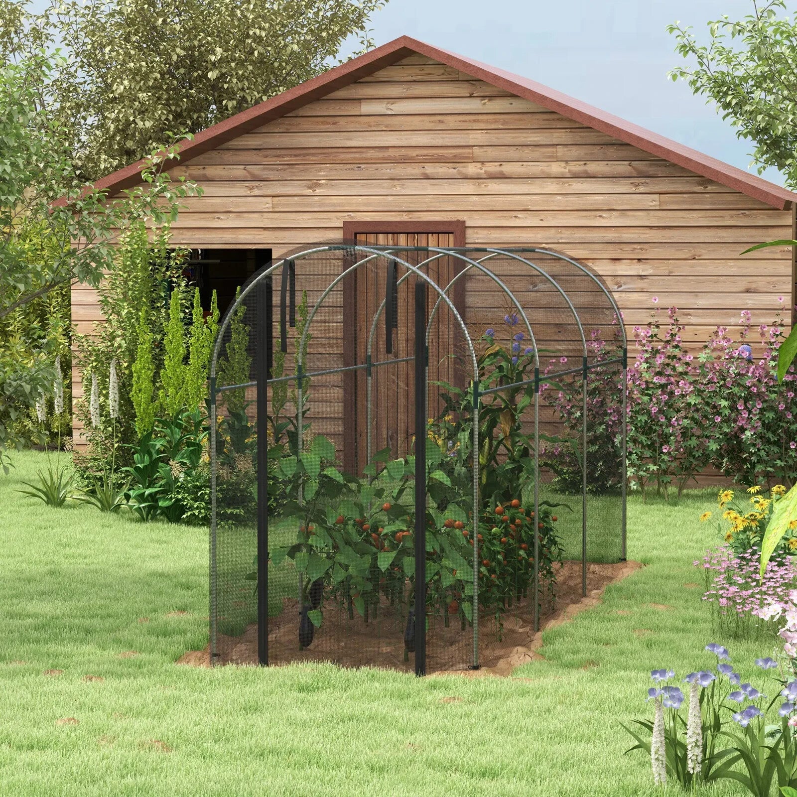 1.2x3.6x1.9m Fruit Cage Tent Galvanised Steel Plant Protection Netting Black - Home and Garden Furniture Shop - rustic - furniture