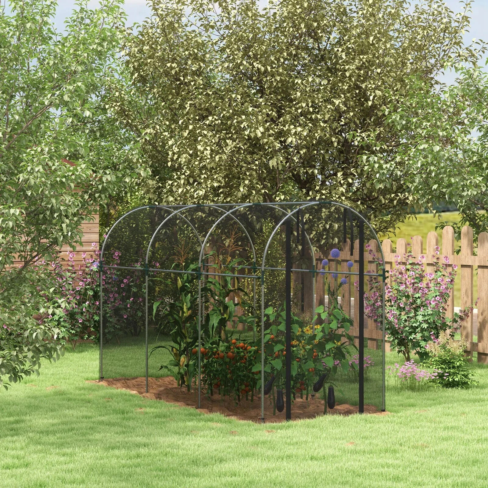 1.2x3.6x1.9m Fruit Cage Tent Galvanised Steel Plant Protection Netting Black - Home and Garden Furniture Shop - #rustic - furniture#