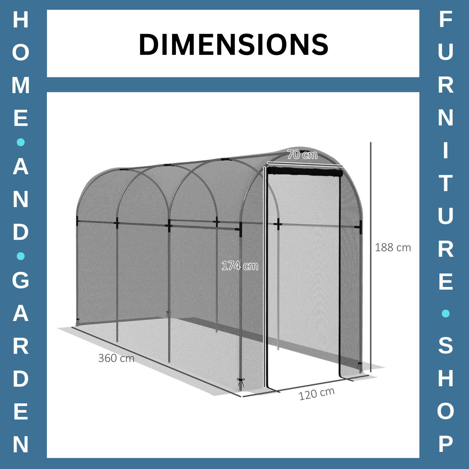 1.2x3.6x1.9m Fruit Cage Tent Galvanised Steel Plant Protection Netting Black - Home and Garden Furniture Shop - #rustic - furniture#