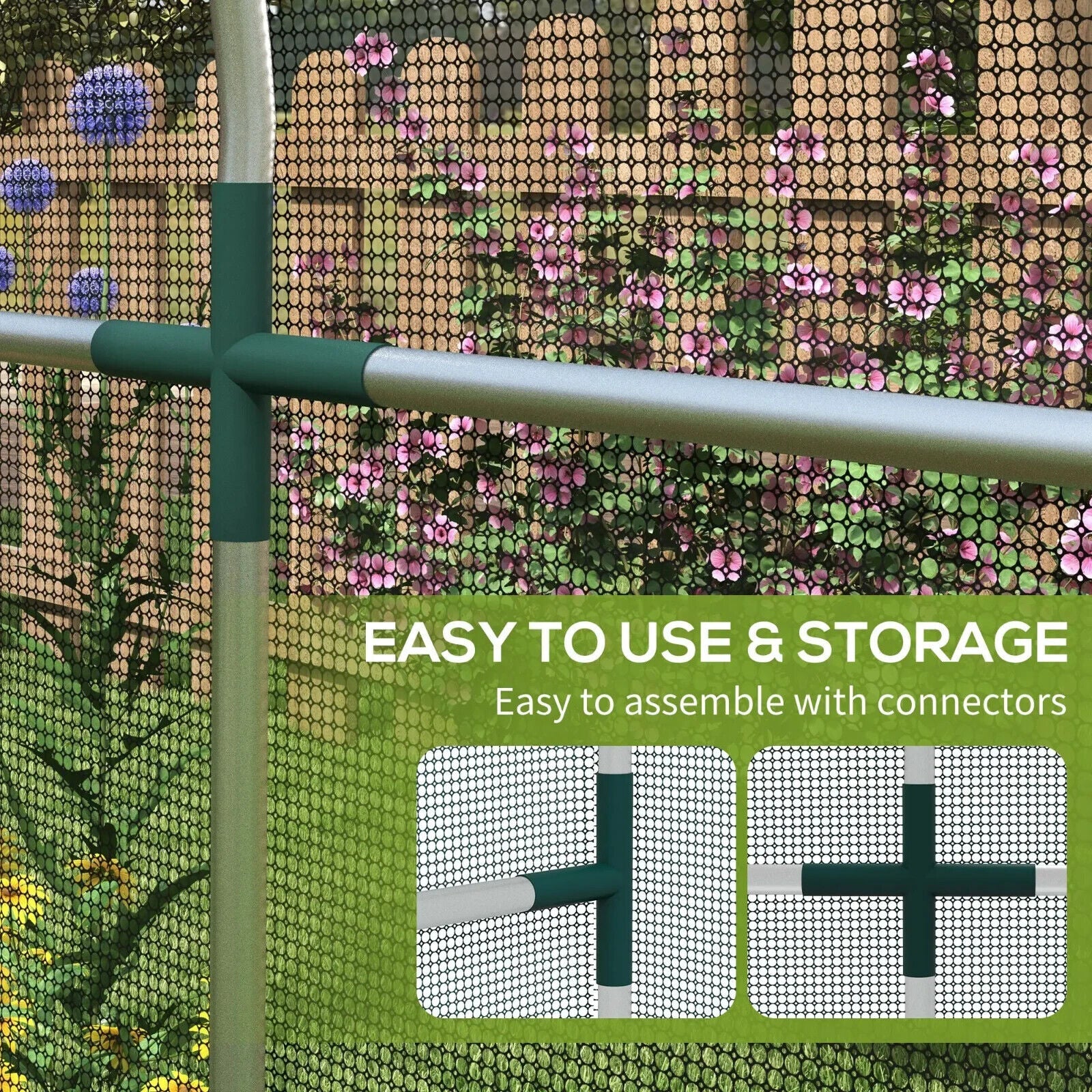 1.2x3.6x1.9m Fruit Cage Tent Galvanised Steel Plant Protection Netting Black - Home and Garden Furniture Shop - #rustic - furniture#