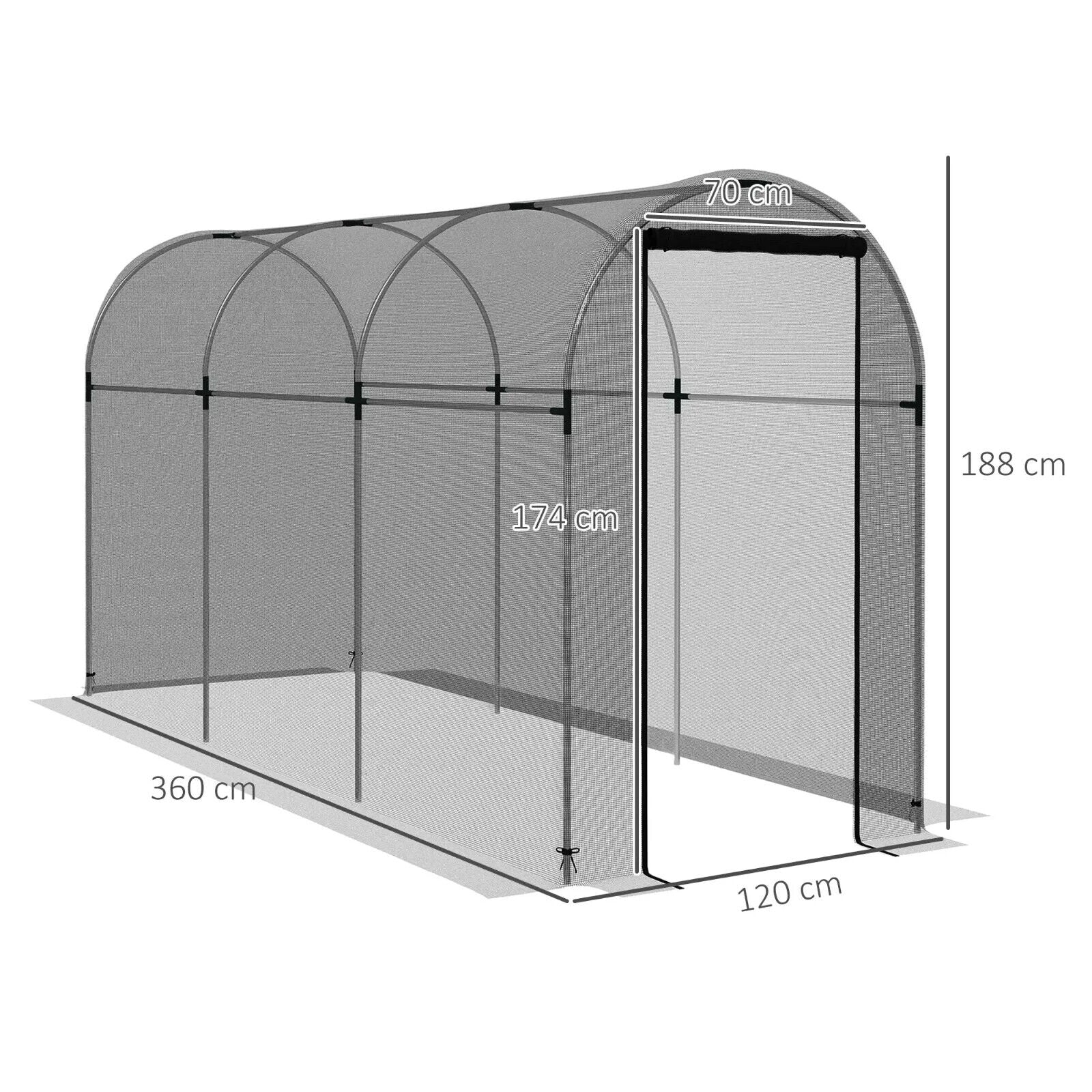 1.2x3.6x1.9m Fruit Cage Tent Galvanised Steel Plant Protection Netting Black - Home and Garden Furniture Shop - #rustic - furniture#