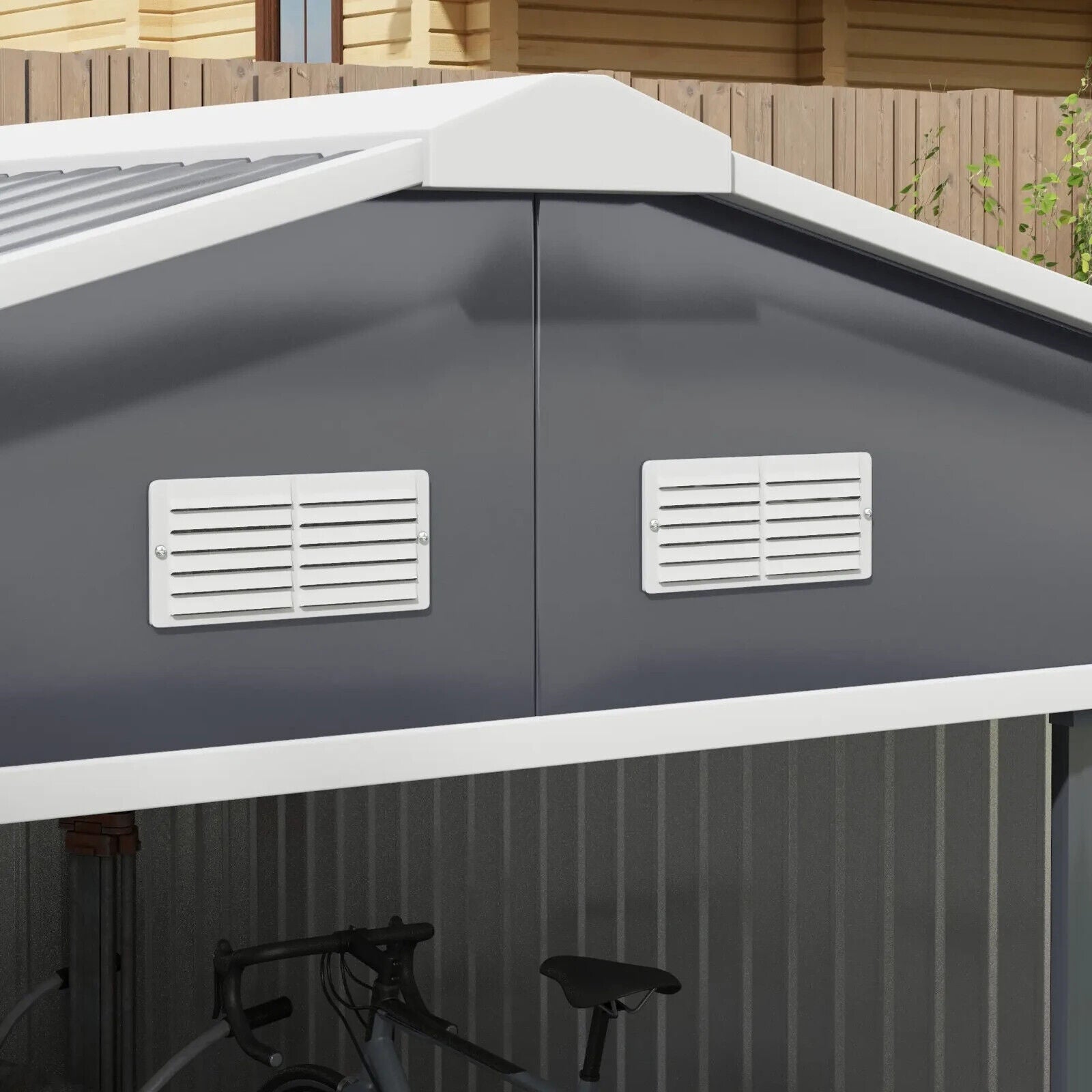 13 x 11 ft Metal Garden Storage Shed with Foundation Kit and Vents, Grey - Home and Garden Furniture Shop - #rustic - furniture#