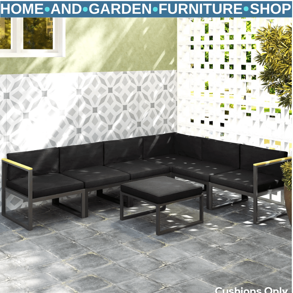 14 Piece Replacement Cushions for Rattan Garden Furniture Outdoor Seat Pad Black - Home and Garden Furniture Shop - #rustic - furniture#