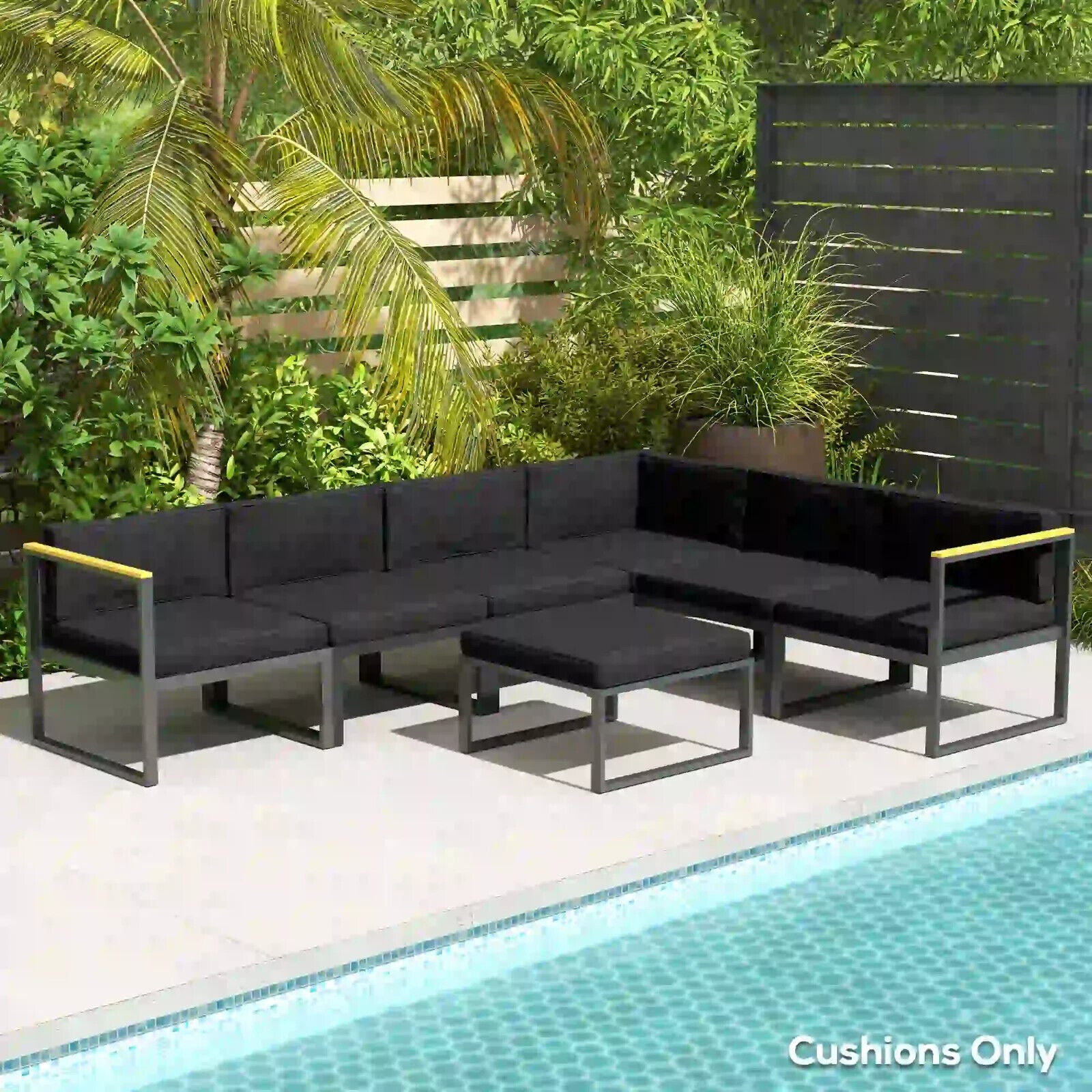 14 Piece Replacement Cushions for Rattan Garden Furniture Outdoor Seat Pad Black - Home and Garden Furniture Shop - #rustic - furniture#