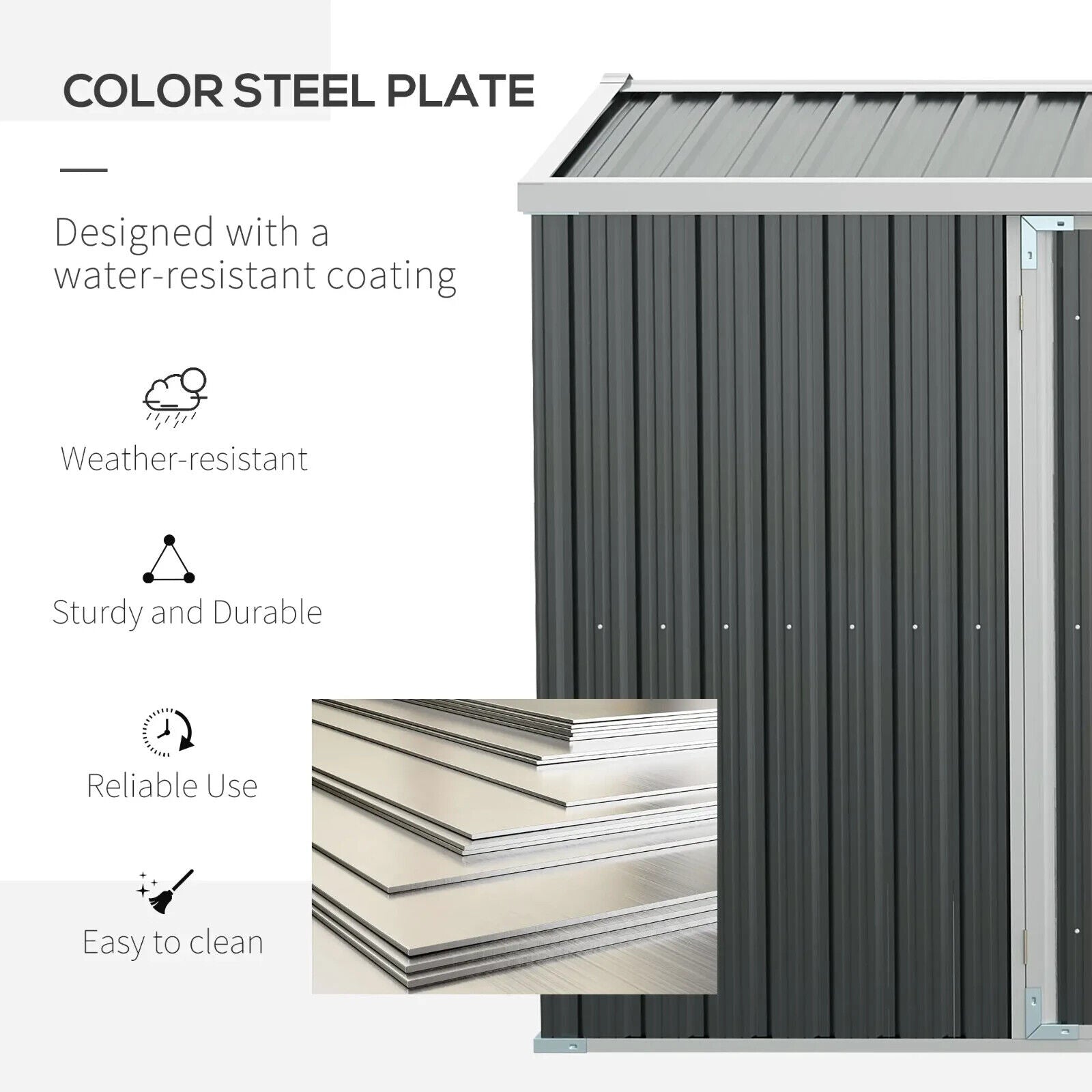 14 x 8ft Outdoor Garden Storage Shed Steel Tool Box w/Lockable Door for Backyard - Home and Garden Furniture Shop - #rustic - furniture#
