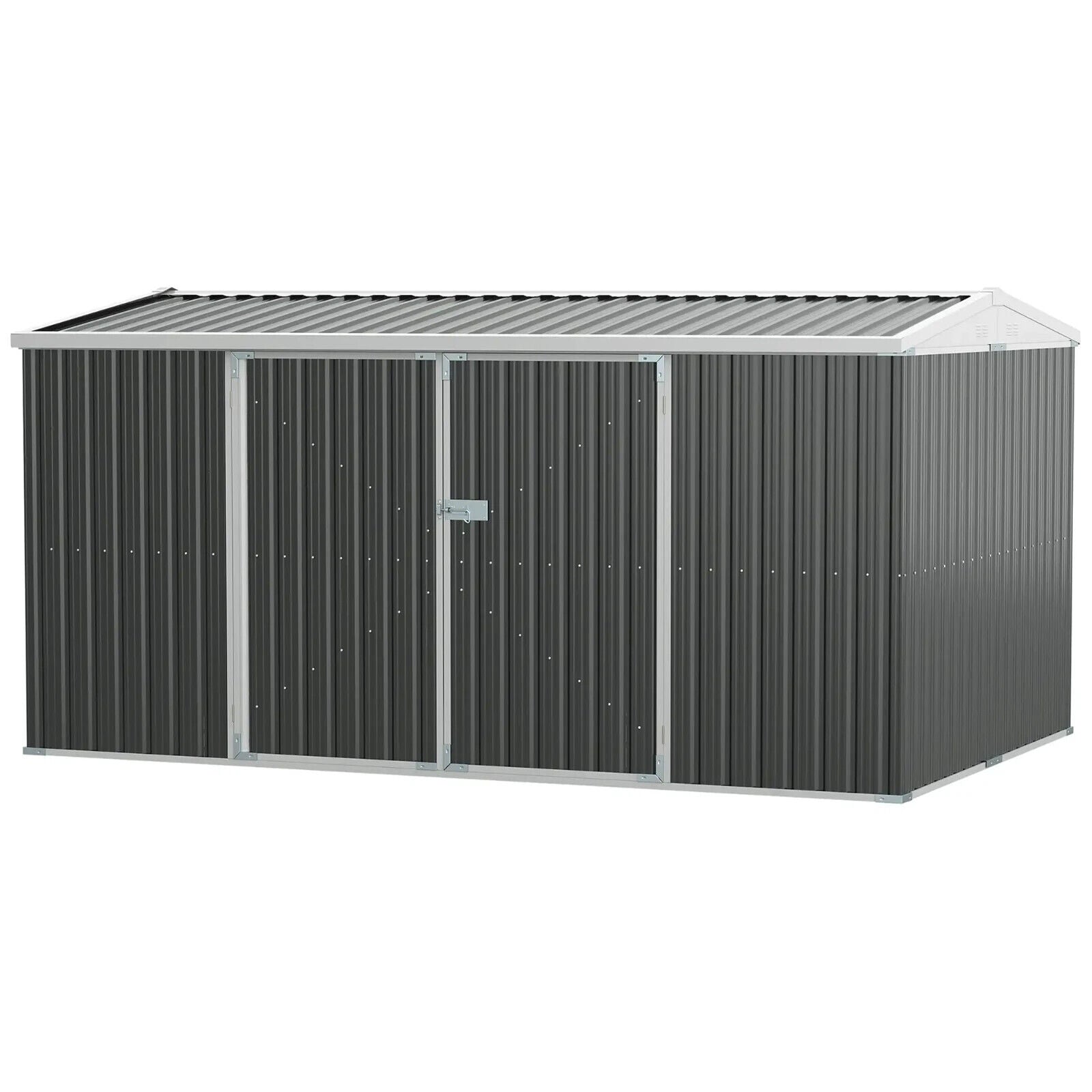 14 x 8ft Outdoor Garden Storage Shed Steel Tool Box w/Lockable Door for Backyard - Home and Garden Furniture Shop - #rustic - furniture#