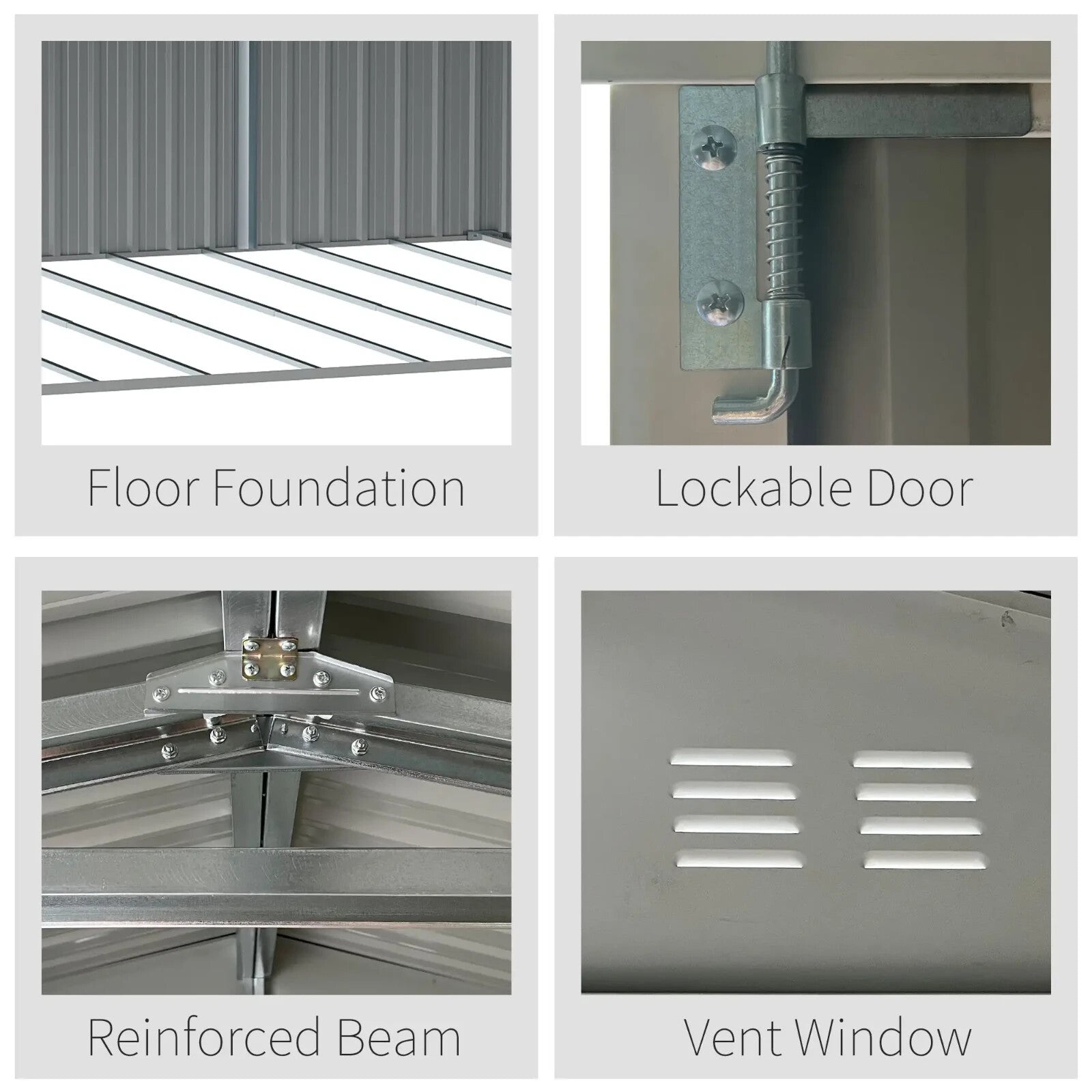 14 x 8ft Outdoor Garden Storage Shed Steel Tool Box w/Lockable Door for Backyard - Home and Garden Furniture Shop - rustic - furniture