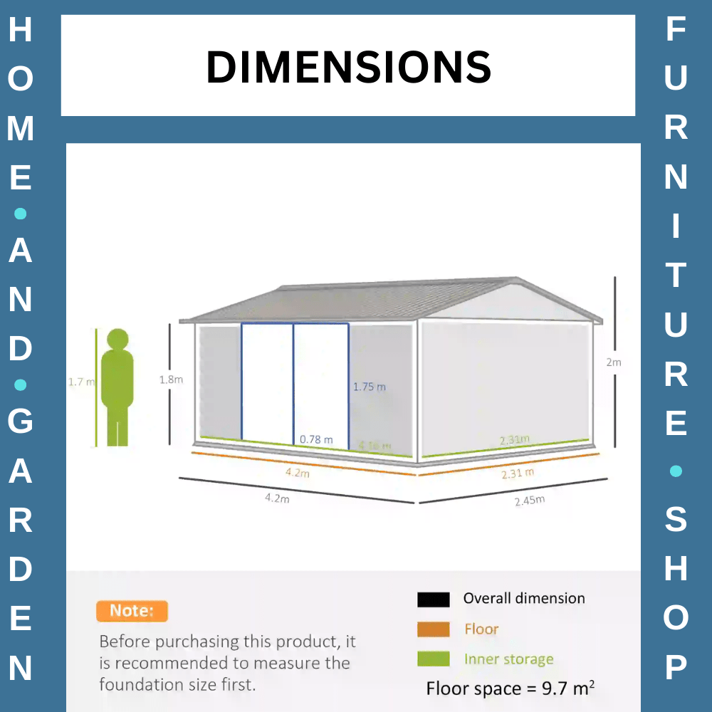 14 x 8ft Outdoor Garden Storage Shed Steel Tool Box w/Lockable Door for Backyard - Home and Garden Furniture Shop - rustic - furniture