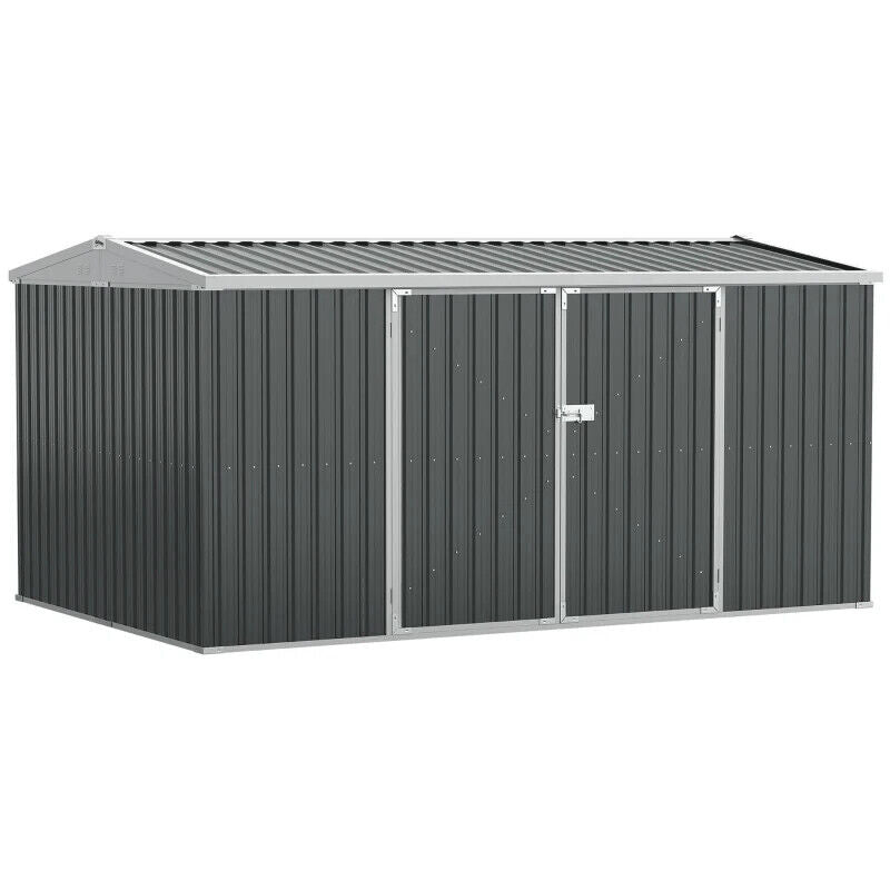 14 x 8ft Outdoor Garden Storage Shed Steel Tool Box w/Lockable Door for Backyard - Home and Garden Furniture Shop - #rustic - furniture#