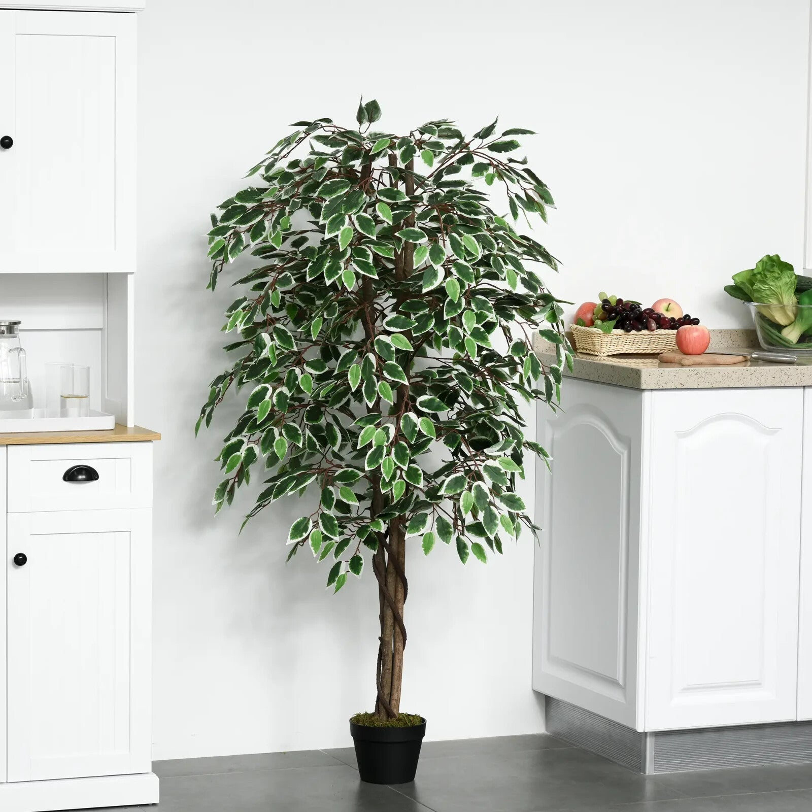 160cm Artificial Ficus Tree in Pot for Indoor Home Lifelike Greenery Decor Green - Home and Garden Furniture Shop - rustic - furniture