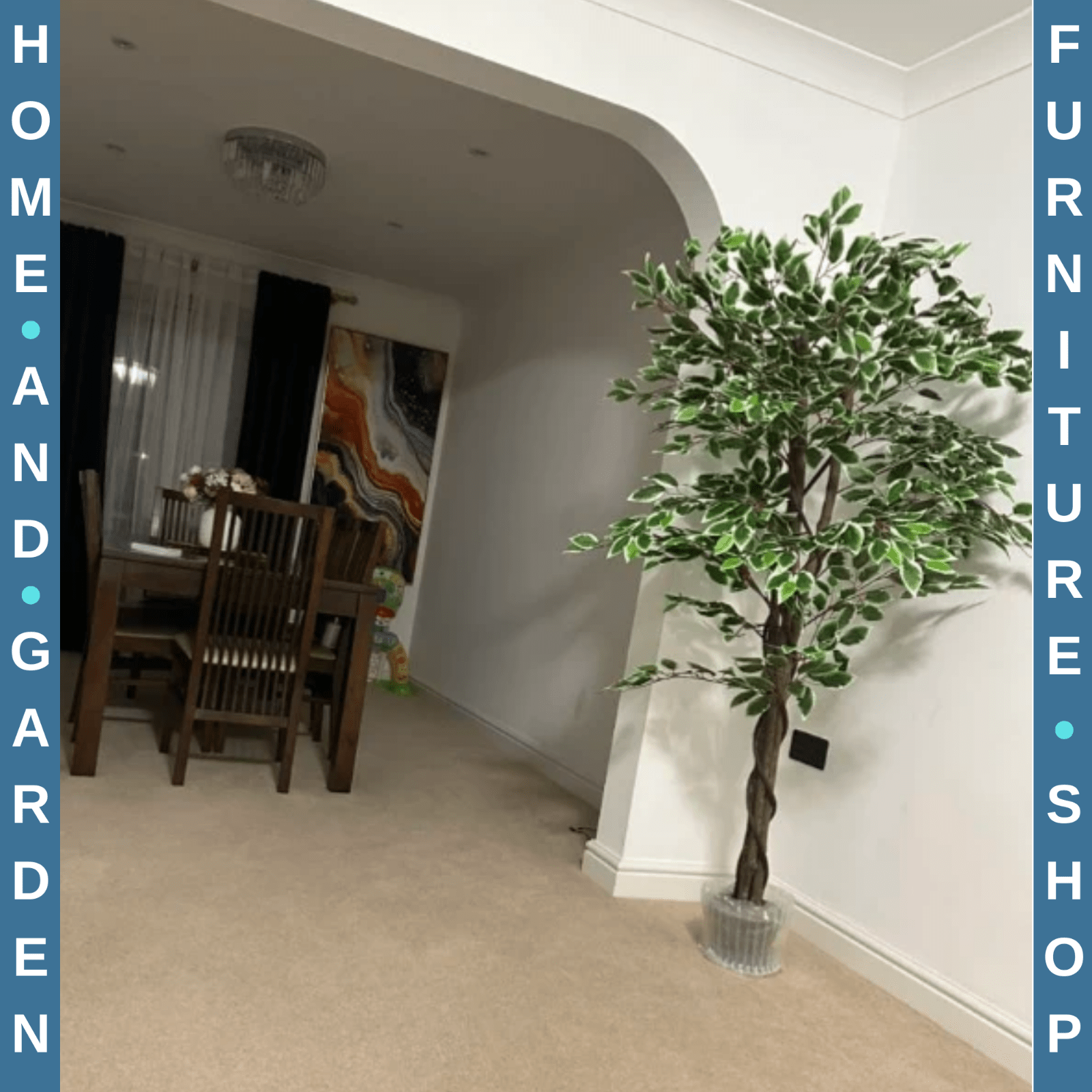 160cm Artificial Ficus Tree in Pot for Indoor Home Lifelike Greenery Decor Green - Home and Garden Furniture Shop - rustic - furniture