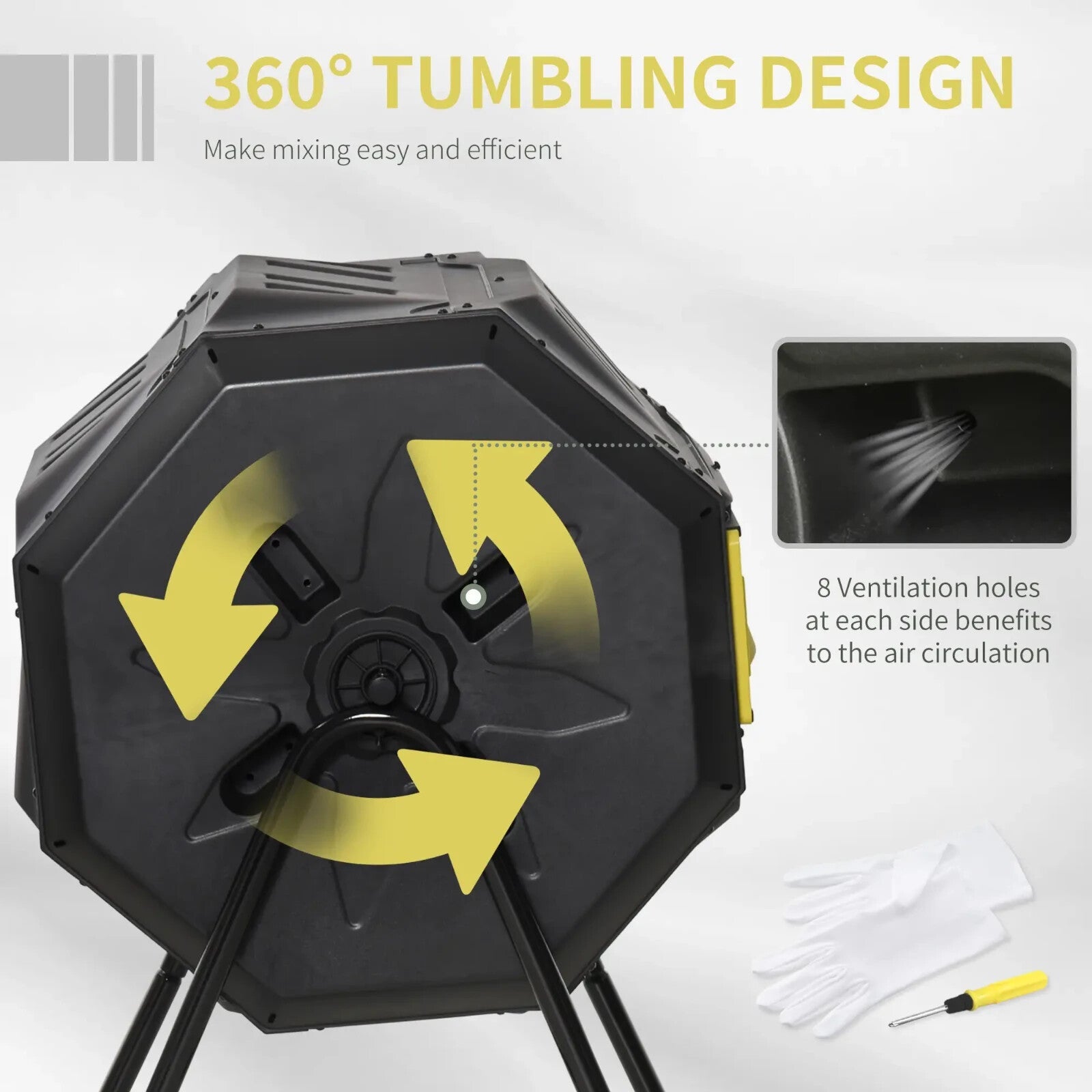 160L Rotating Garden Compost Bin Dual Chamber Tumbling Composter w/ Sliding Door - Home and Garden Furniture Shop - rustic - furniture