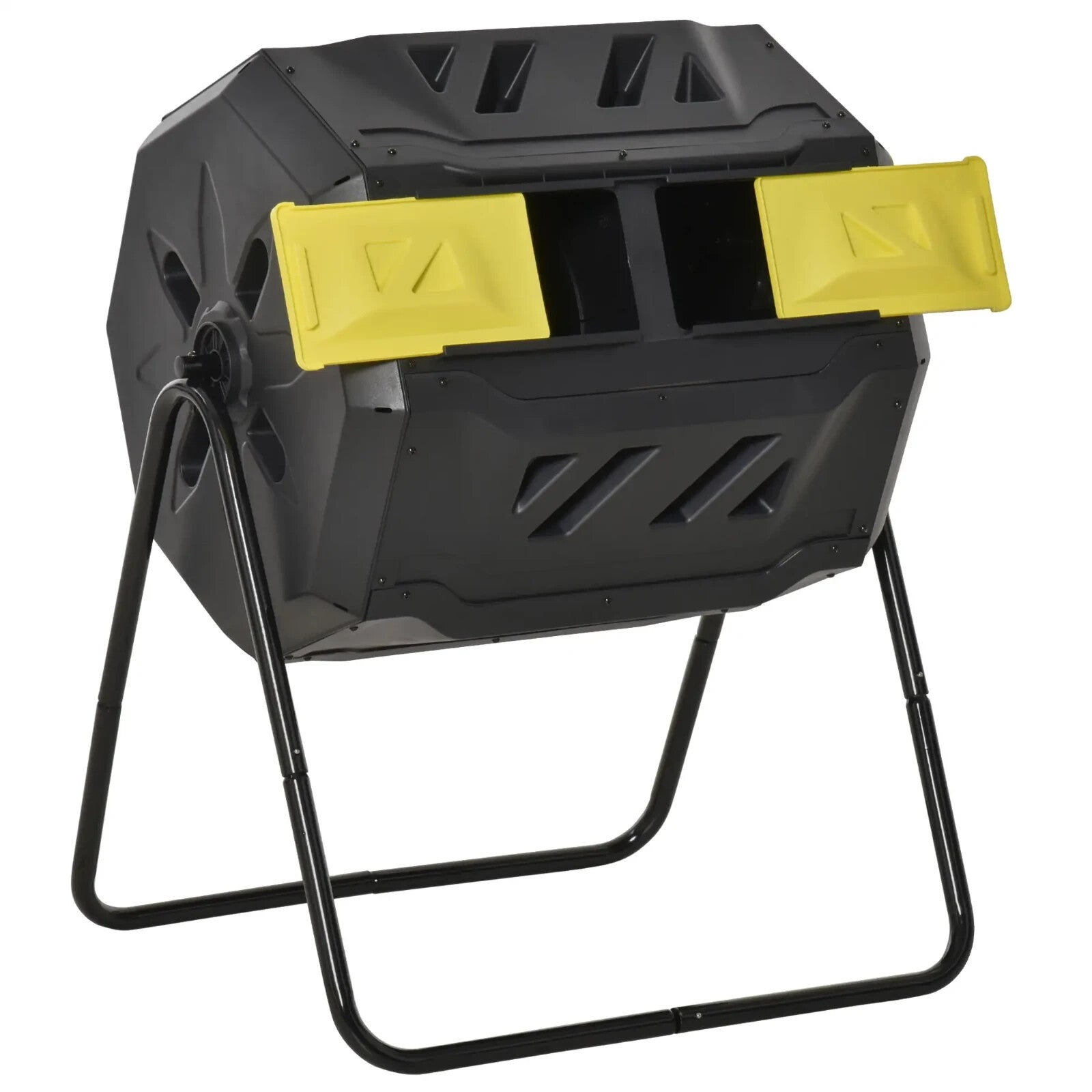 160L Rotating Garden Compost Bin Dual Chamber Tumbling Composter w/ Sliding Door - Home and Garden Furniture Shop - rustic - furniture