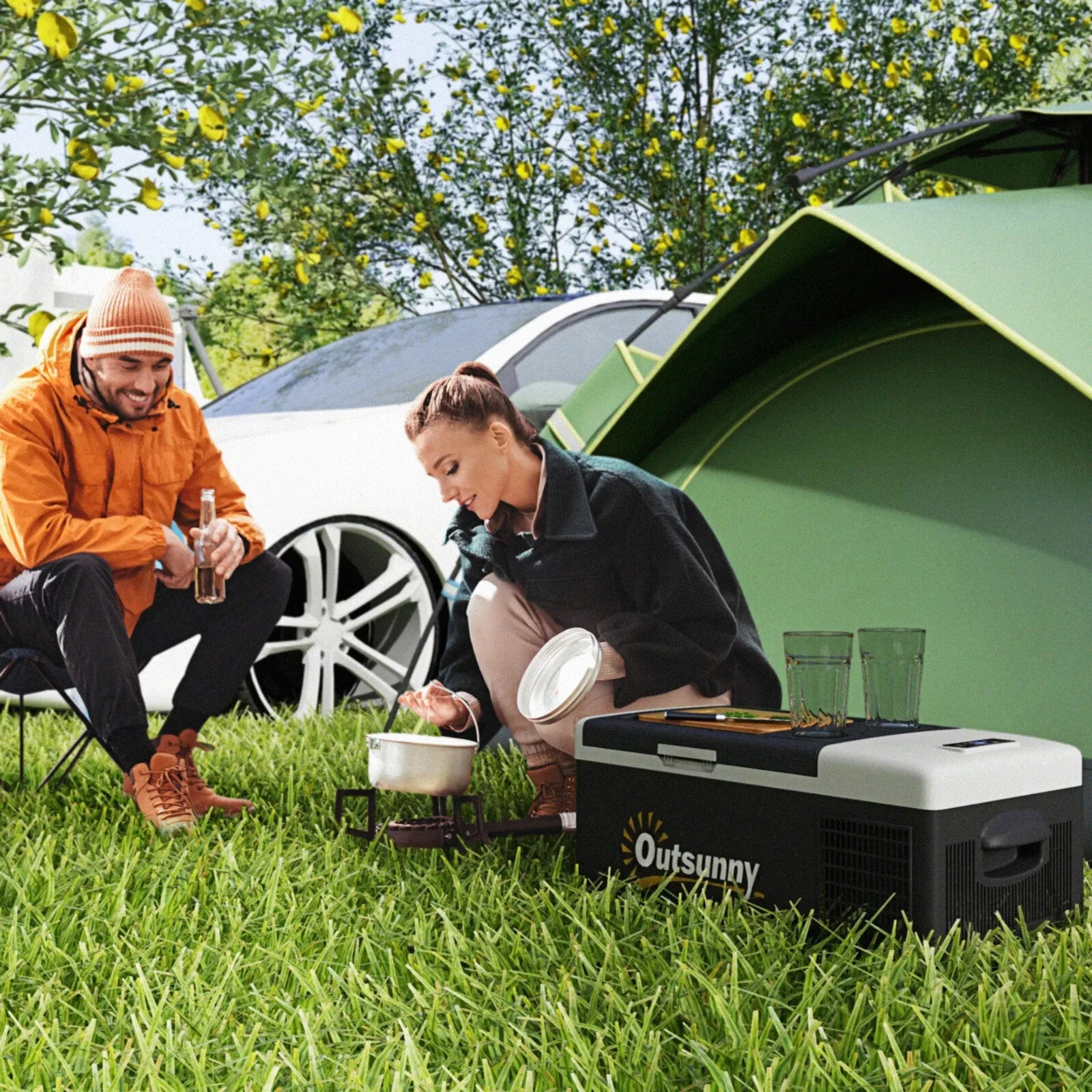 16L Portable Car Fridge Freezer 20℃ to 10℃ Adjustable Temperature DC 12V/24V - Home and Garden Furniture Shop - rustic - furniture