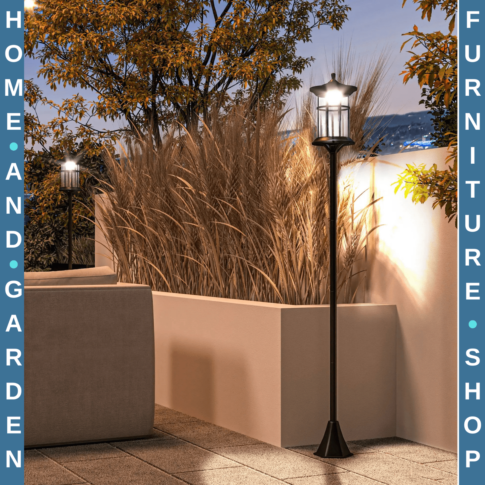 1.8 m LED Garden Lamp Post Solar Lights Waterproof Lighting for Patio Pathway - Home and Garden Furniture Shop - rustic - furniture