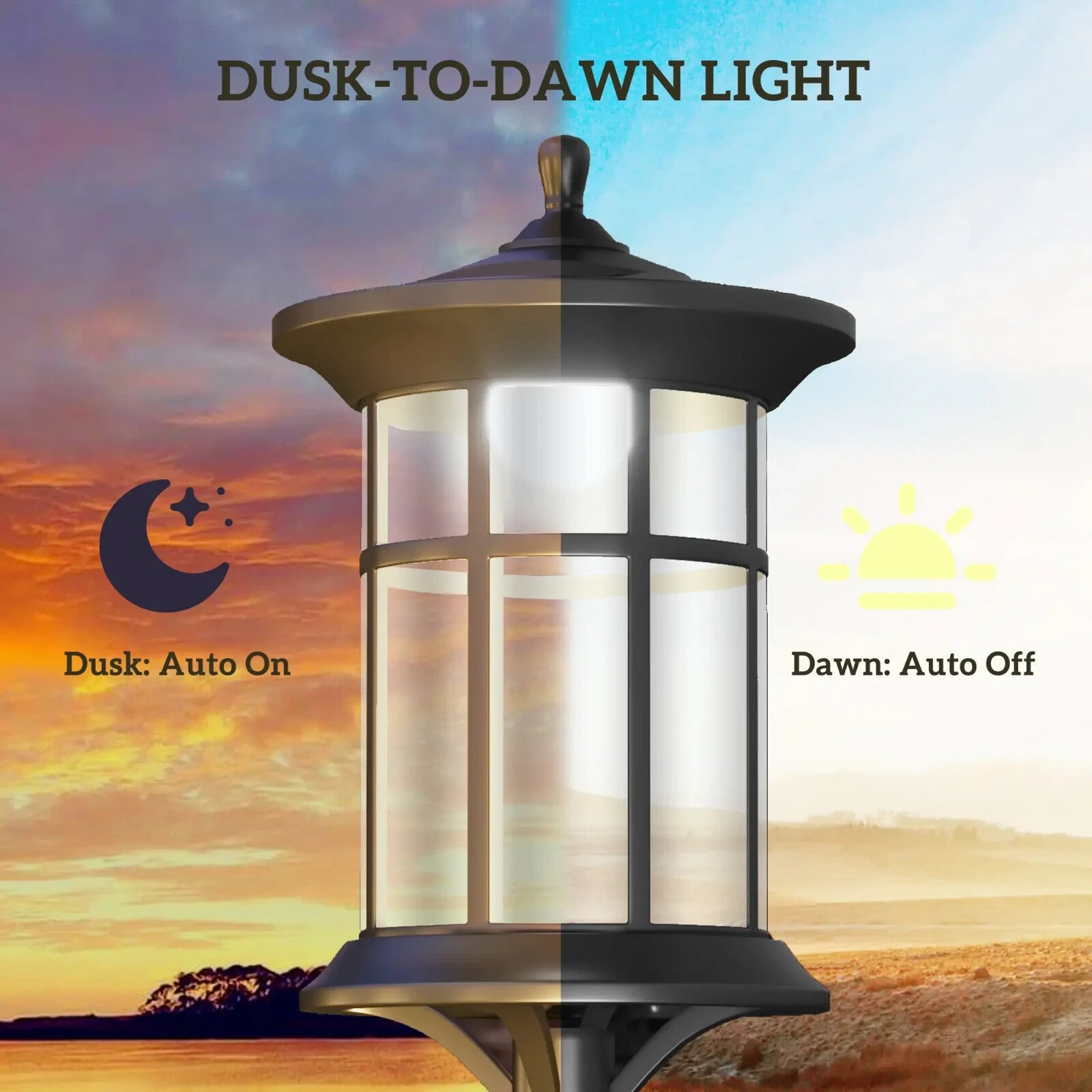 1.8 m LED Garden Lamp Post Solar Lights Waterproof Lighting for Patio Pathway - Home and Garden Furniture Shop - rustic - furniture