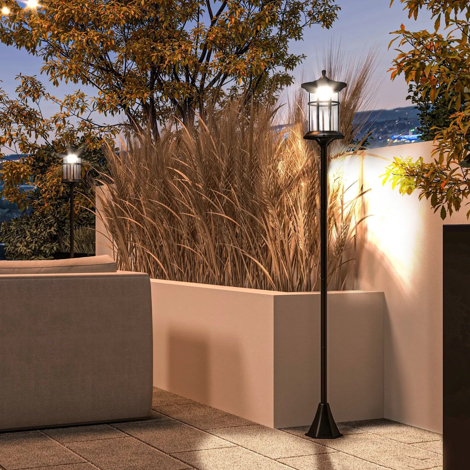 1.8 m LED Garden Lamp Post Solar Lights Waterproof Lighting for Patio Pathway - Home and Garden Furniture Shop - rustic - furniture
