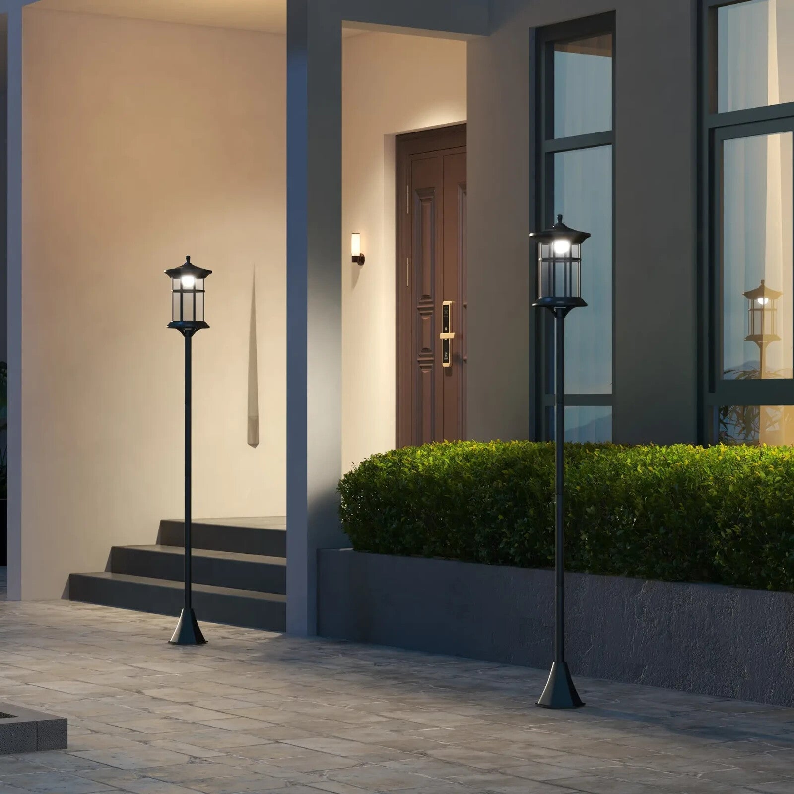 1.8 m LED Garden Lamp Post Solar Lights Waterproof Lighting for Patio Pathway - Home and Garden Furniture Shop - rustic - furniture