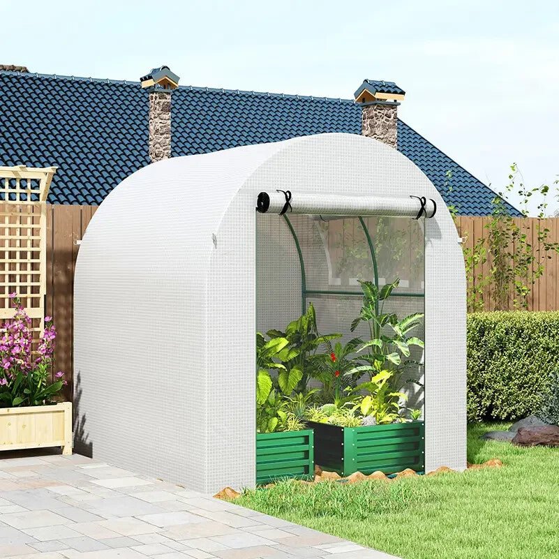 1.8 x 1.8 x 2m Walk In Polytunnel Greenhouse with Roll Up Door Garden Grow House - Home and Garden Furniture Shop - rustic - furniture