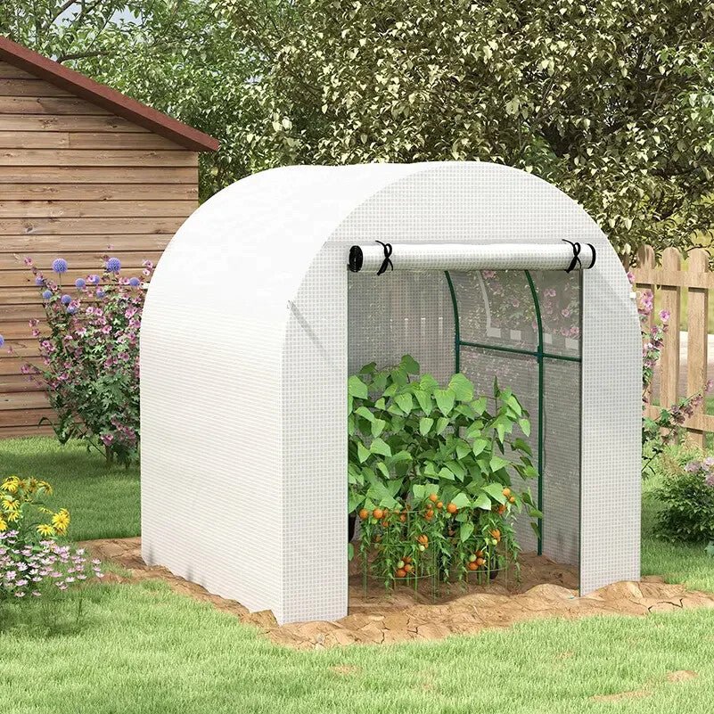 1.8 x 1.8 x 2m Walk In Polytunnel Greenhouse with Roll Up Door Garden Grow House - Home and Garden Furniture Shop - rustic - furniture