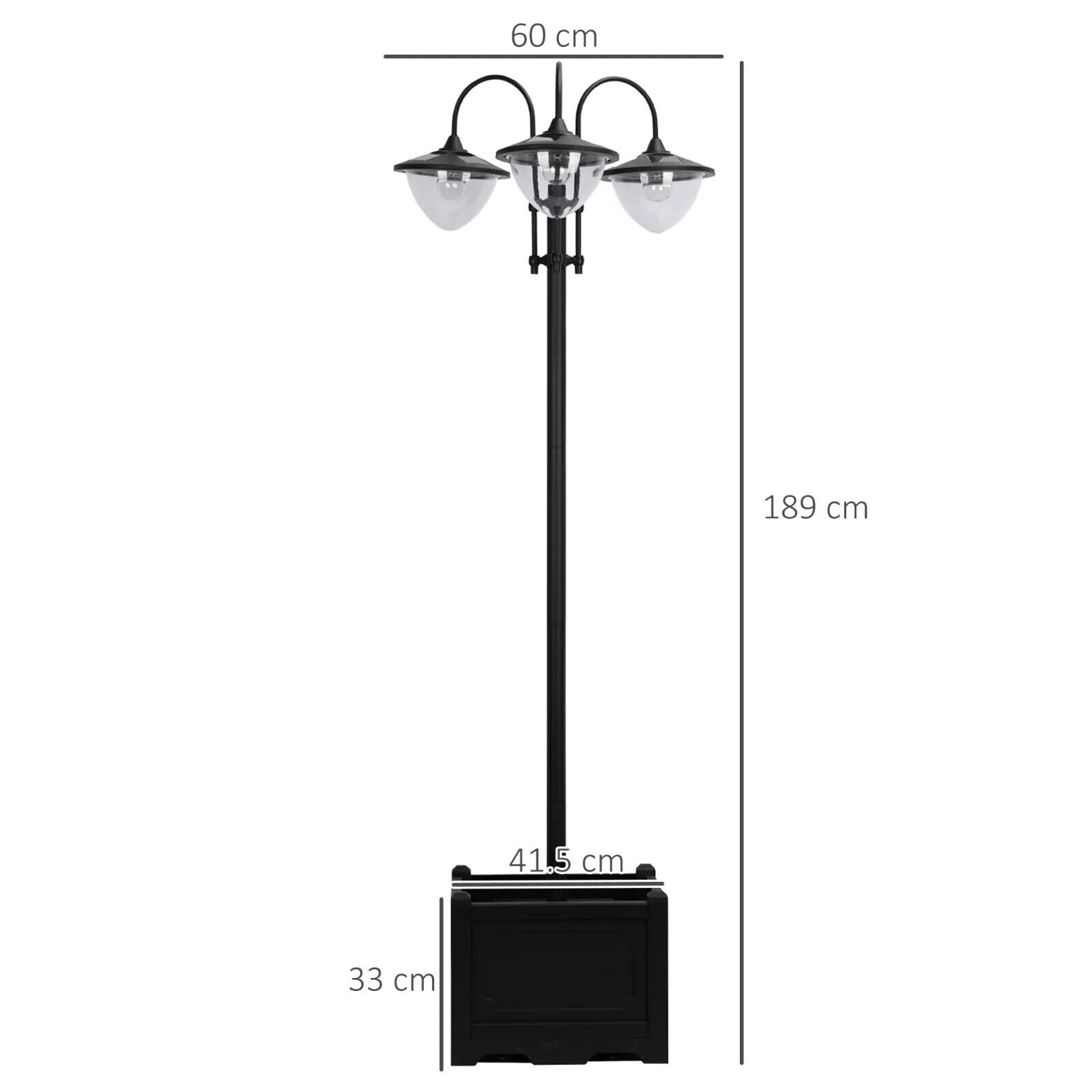 189cm Solar Lamp Post 3Head Street Light w/ Planter Outdoor LED Lighting Auto On - Home and Garden Furniture Shop - #rustic - furniture#