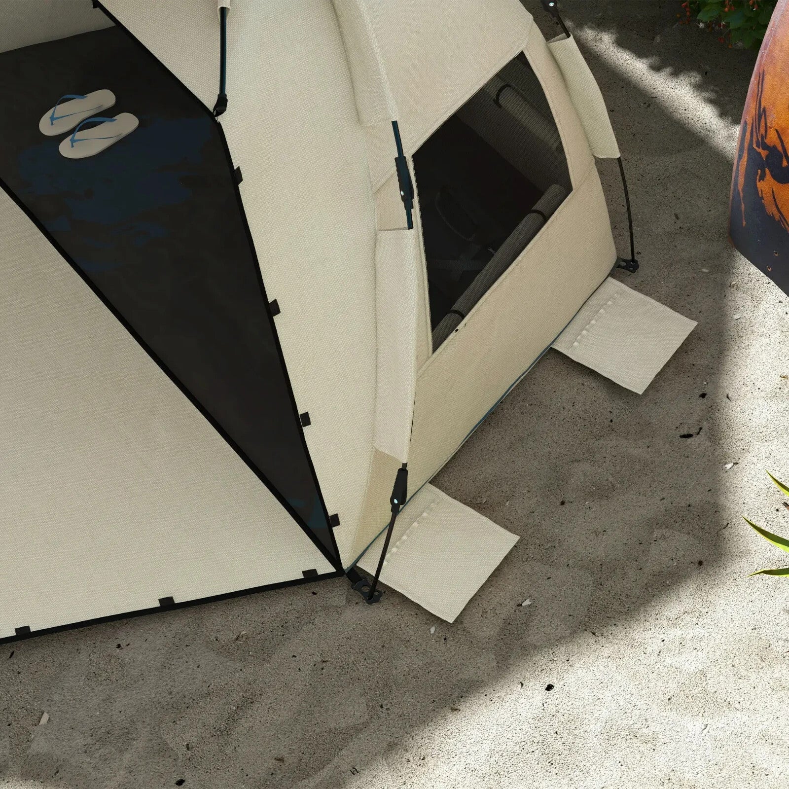 2 - 3 Person Pop Up Beach Tent Sun Shelter with Extended Floor Mesh and Carry Bag - Home and Garden Furniture Shop - rustic - furniture