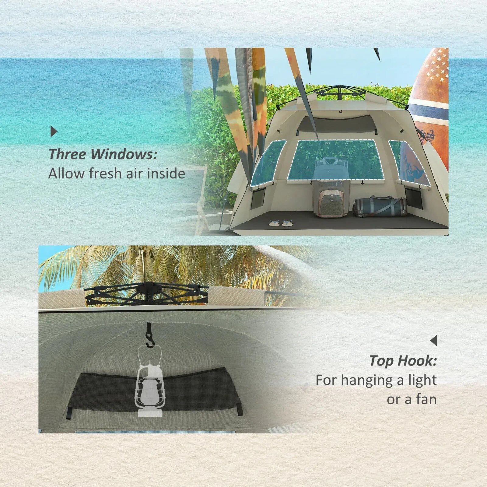 2 - 3 Person Pop Up Beach Tent Sun Shelter with Extended Floor Mesh and Carry Bag - Home and Garden Furniture Shop - rustic - furniture