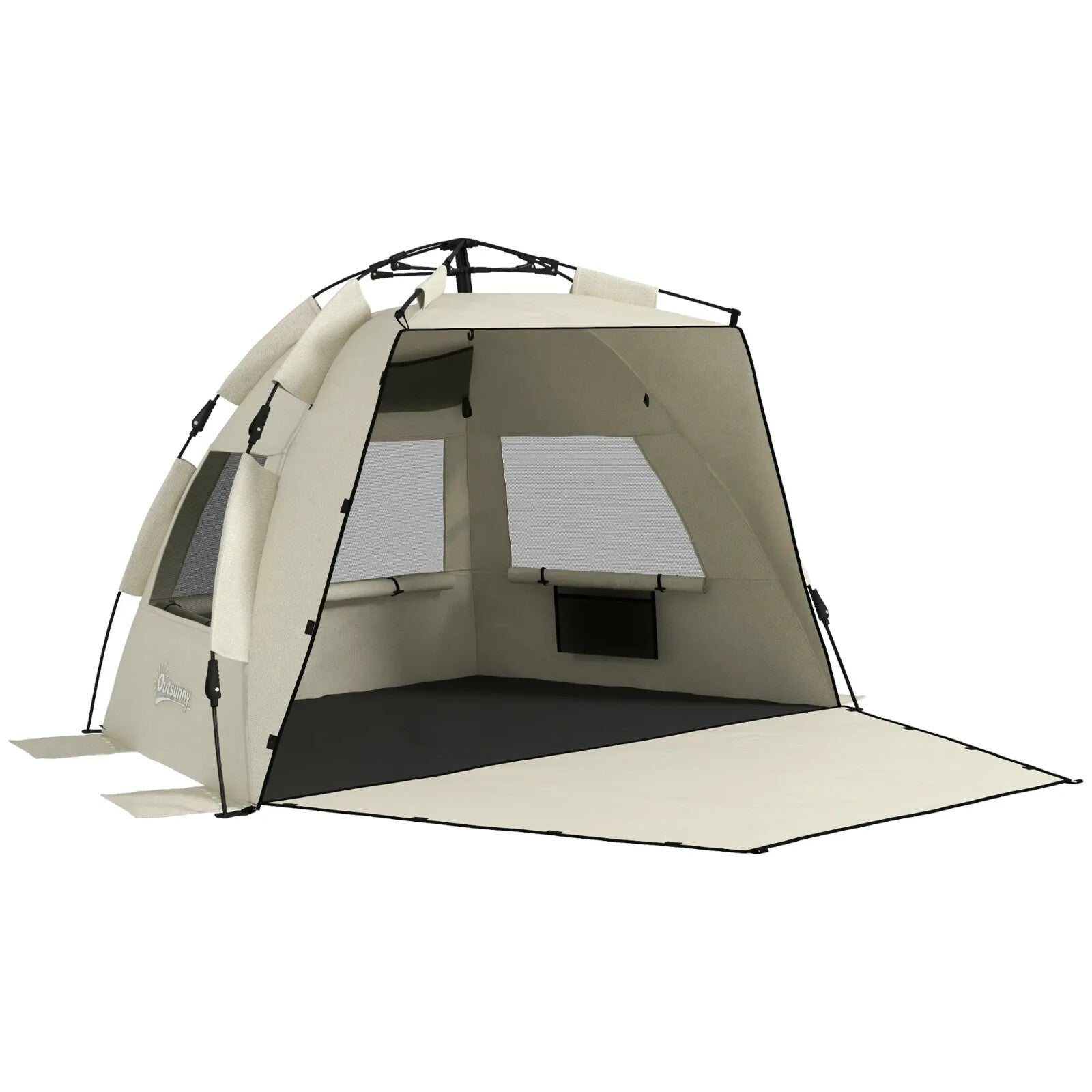 2 - 3 Person Pop Up Beach Tent Sun Shelter with Extended Floor Mesh and Carry Bag - Home and Garden Furniture Shop - rustic - furniture