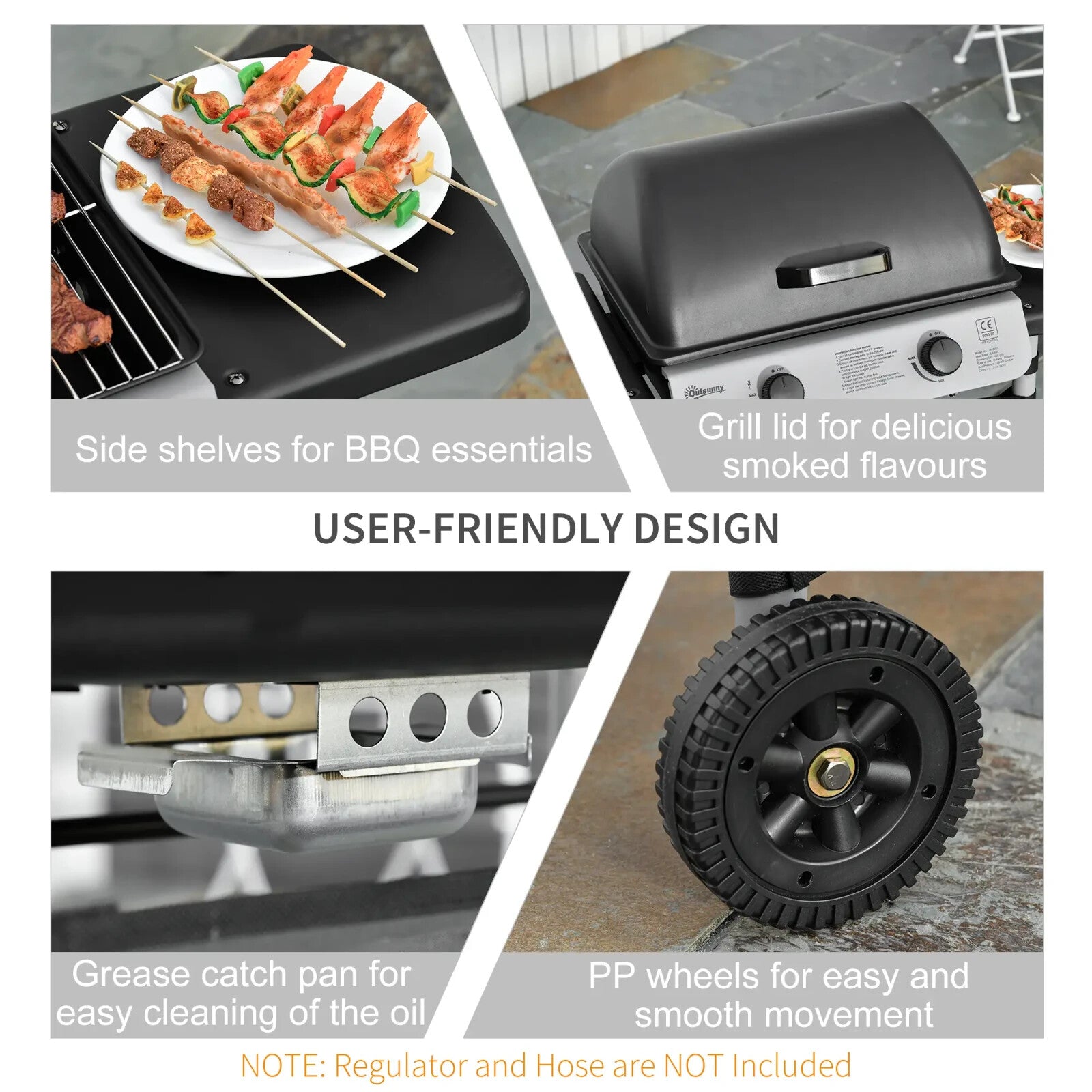 2 Burner Propane Gas BBQ Grill with 5.6kW Output and Side Shelves for Cooking - Home and Garden Furniture Shop - rustic - furniture