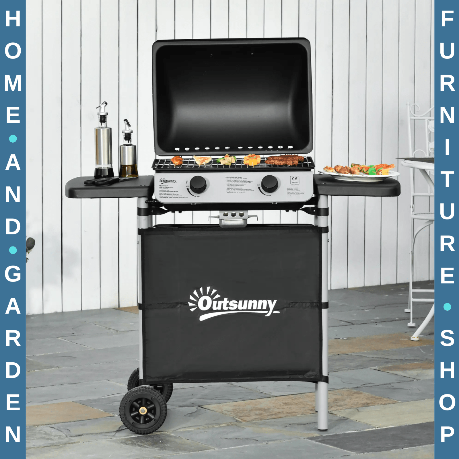 2 Burner Propane Gas BBQ Grill with 5.6kW Output and Side Shelves for Cooking - Home and Garden Furniture Shop - rustic - furniture