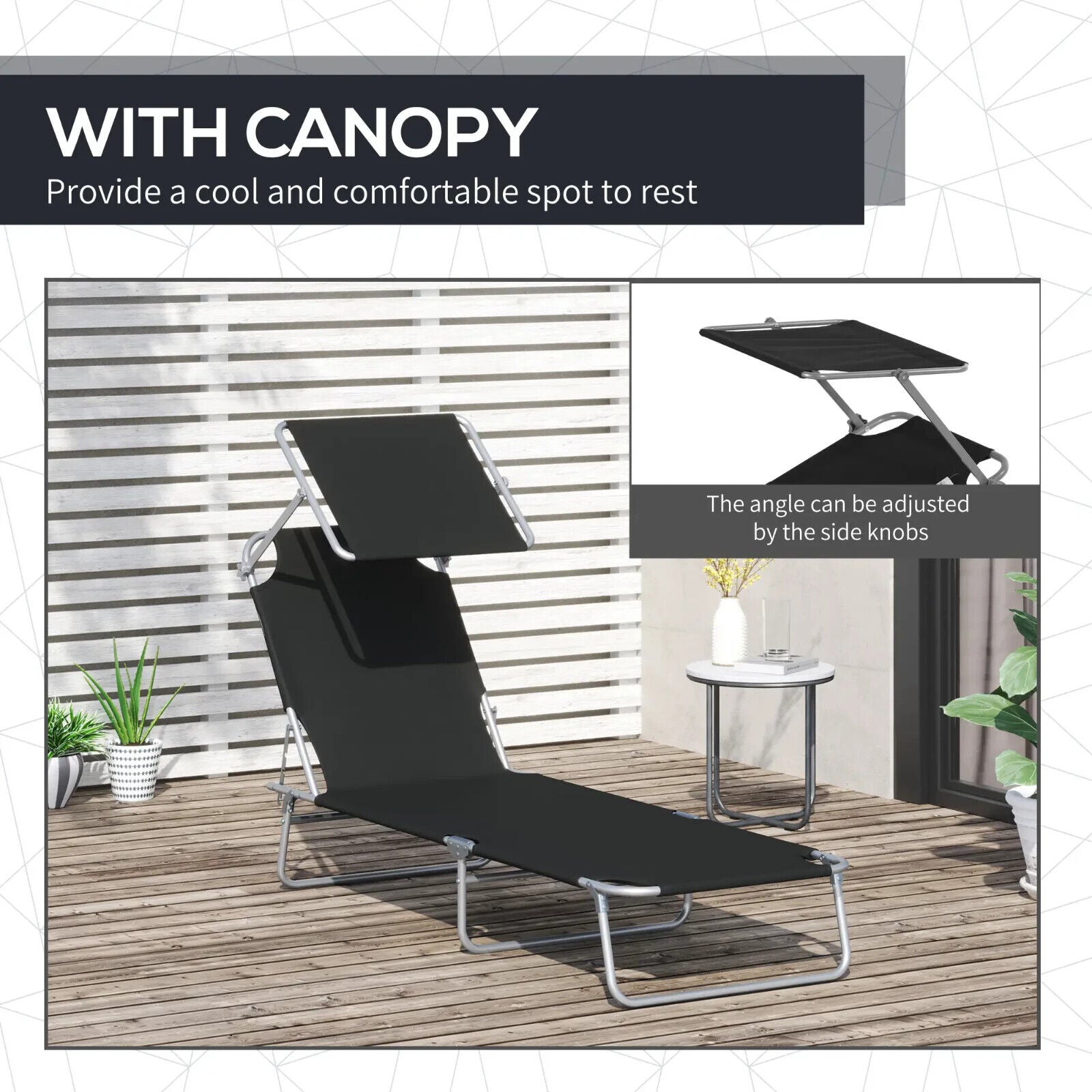 2 Foldable Outdoor Sun Loungers with Removable Shade Canopy & Patio Recliner Set - Home and Garden Furniture Shop - #rustic - furniture#
